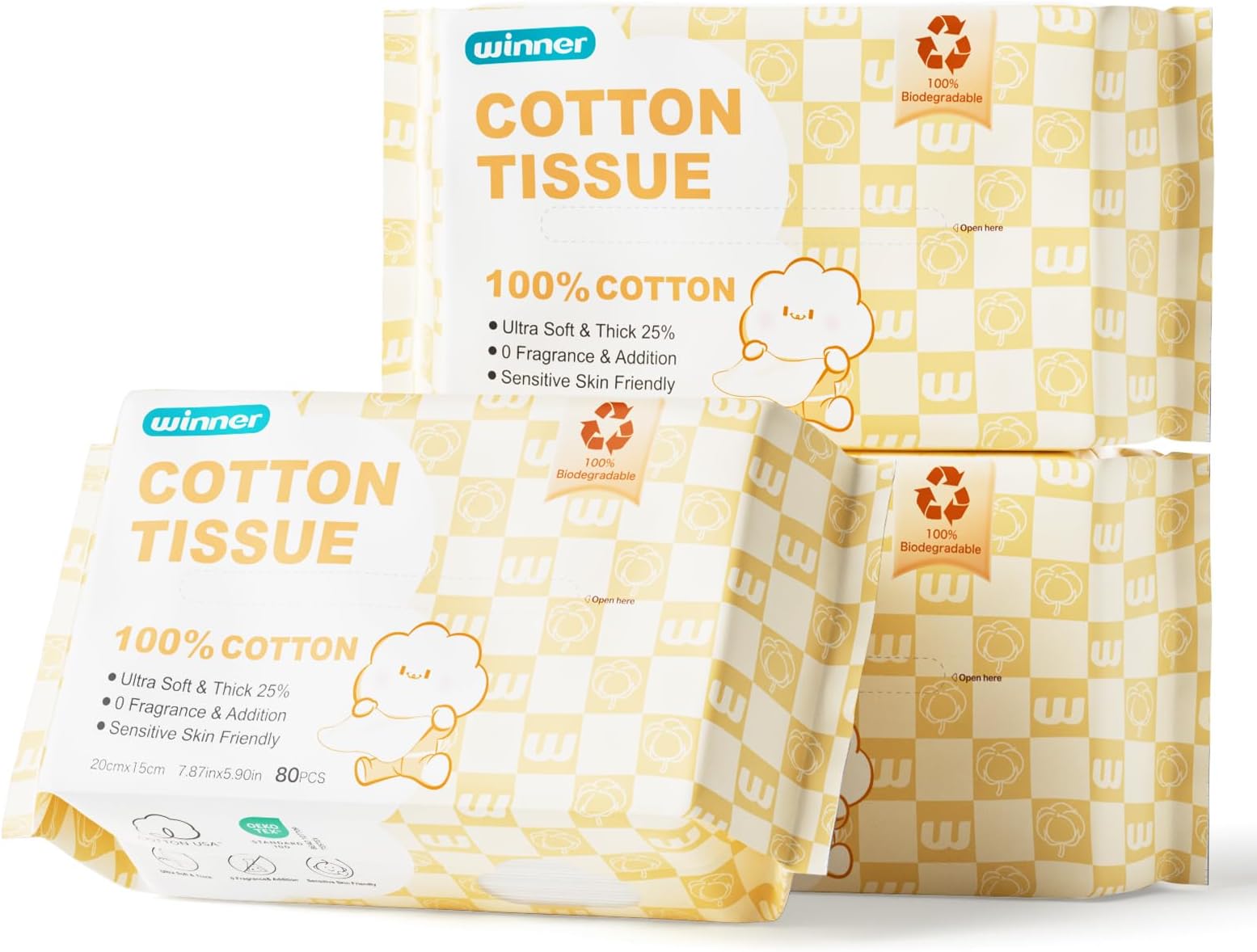 100% Cotton Dry Wipes, USDA Certified Baby Wipes, 33% Thicker & Ultra Soft, Hypoallergenic & Unscented for Baby Sensitive Skin, Wet/Dry for Diaper Changes, Meals & Cleanup, Pack of 3, 240 pcs