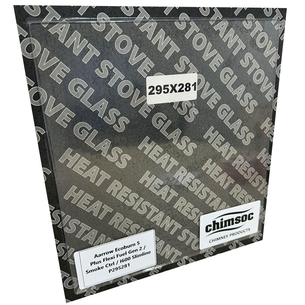 Chimsoc Replacement Stove Glass - Aarrow Ecoburn 5 Plus Flexi Fuel Gen 2 / Smoke Ctrl / I600 Slimline (295mm x 281mm Rectangular)