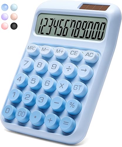 Calculadora de escritorio, 12 dígitos, pantalla LCD grande, botones grandes, calculadoras de escritorio solares y de batería de doble potencia,