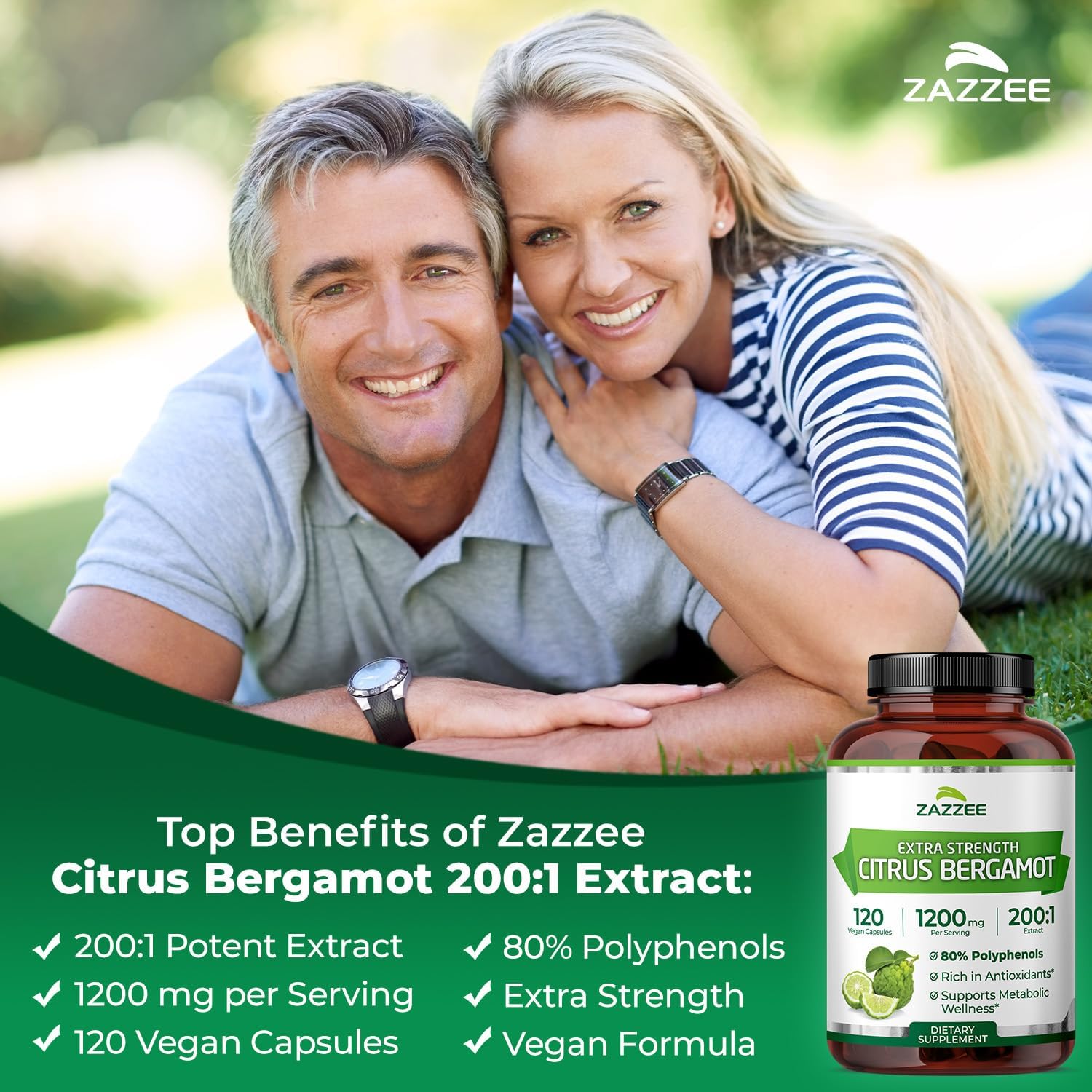 Zazzee Extra Strength Citrus Bergamot 200:1 Extract 1200 mg, 80% Polyphenols, 120 Vegan Capsules, Standardized 200X Potency, Heart and Immune System Support, Non-GMO, All-Natural, Made in The USA - Image 3