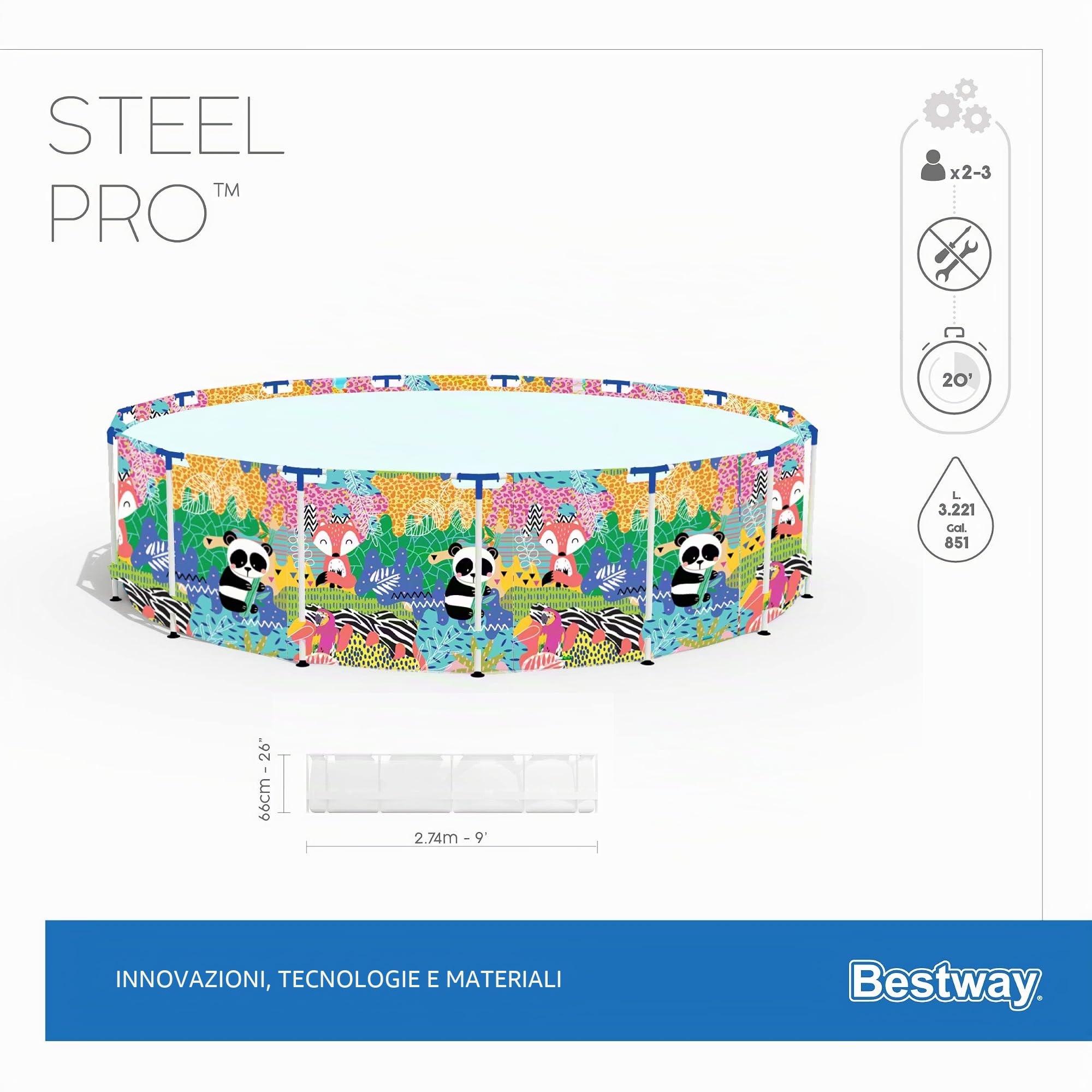 Bestway 5612F Piscina Fuori Terra Steel Pro Rotonda da 274x66 cm