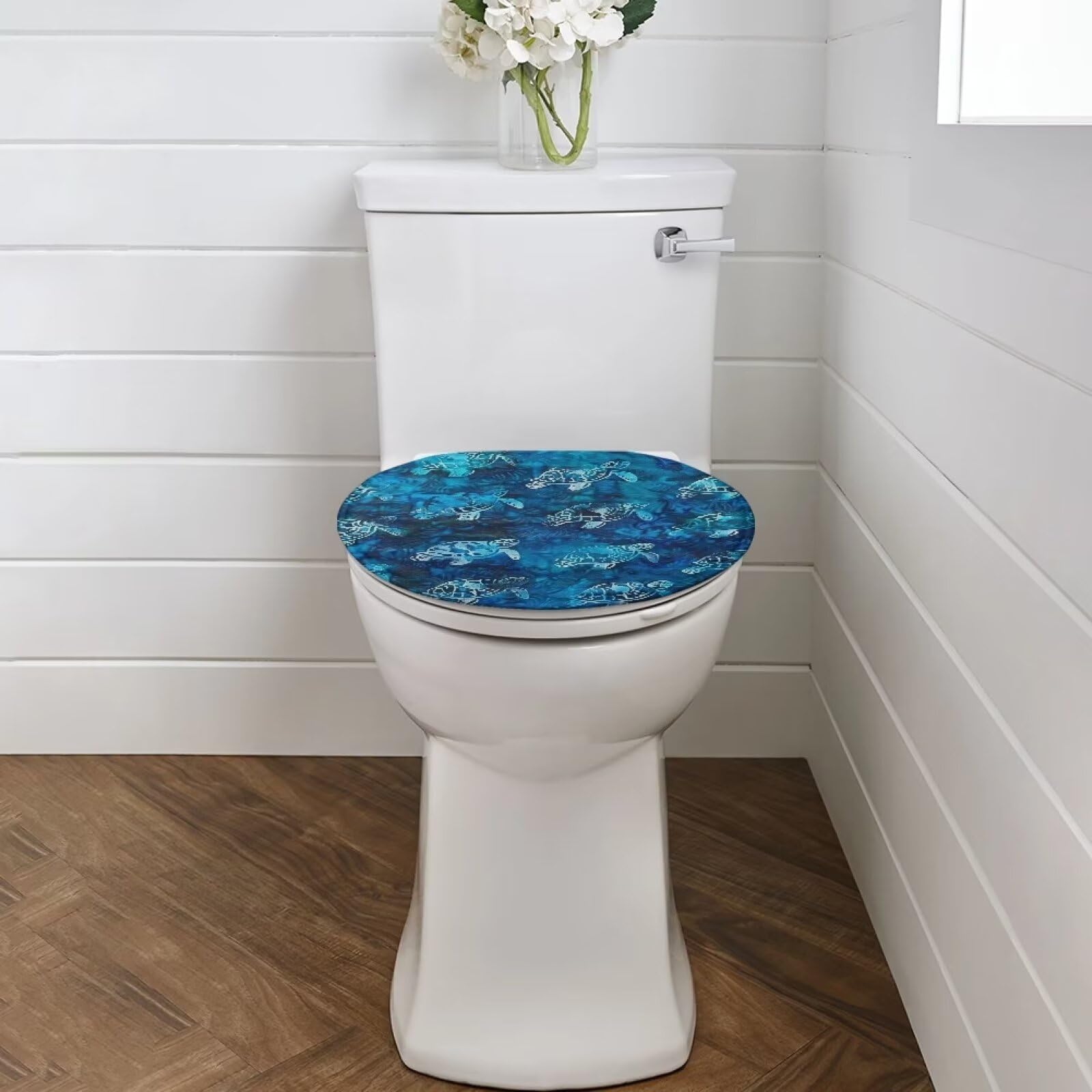 Bivxisrvo Turtle Print Toilet Lid Cover Polyester Fabric Toilet Lid Cover Soft Toilet Seat Covers for BathroomSuitable for Home School Hotel Dormitory Apartment