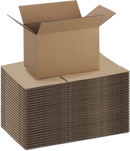 Miniatura 18 de CRUGLA Cajas de envío de 9 x 6 x 4 para pequeñas empresas, caja de embalaje de cartón corrugado, 25 paquetes Marrón,Blanco