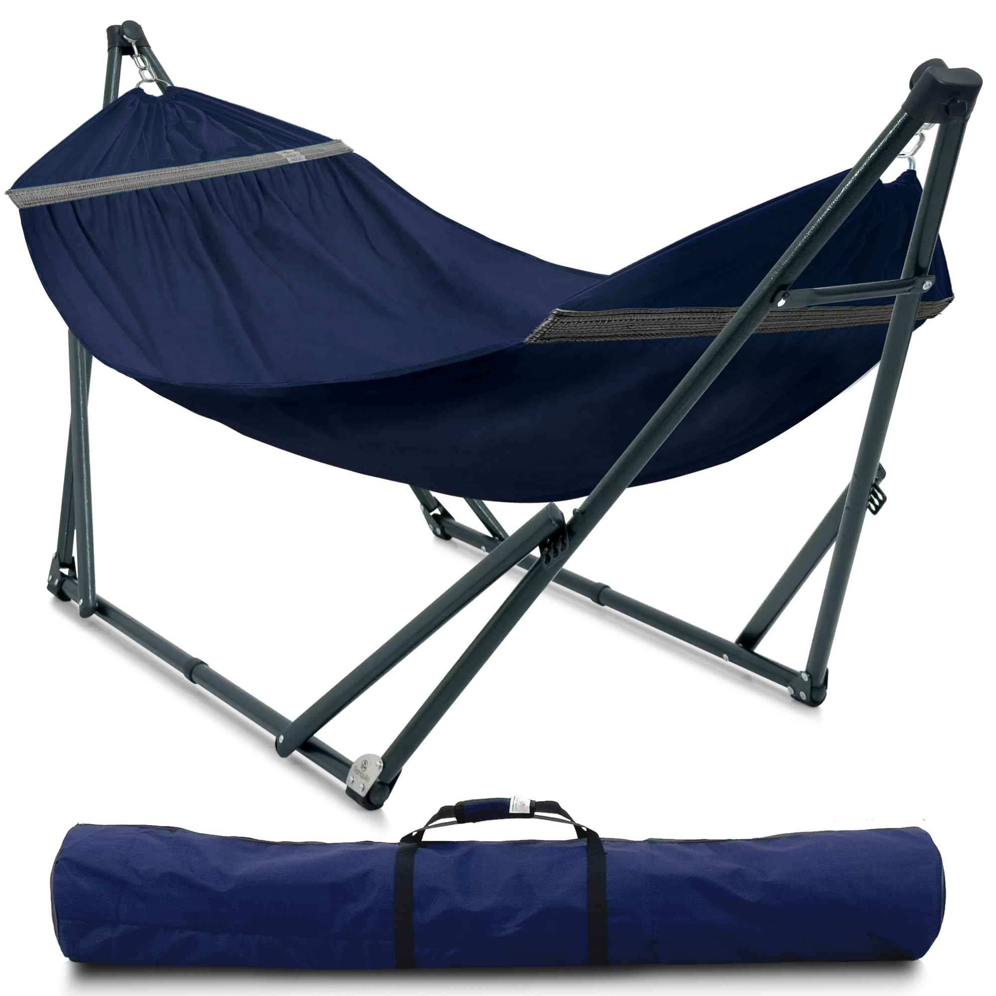 Tranquillo Heavy Duty Hammock Stand with Canvas Net, Navy