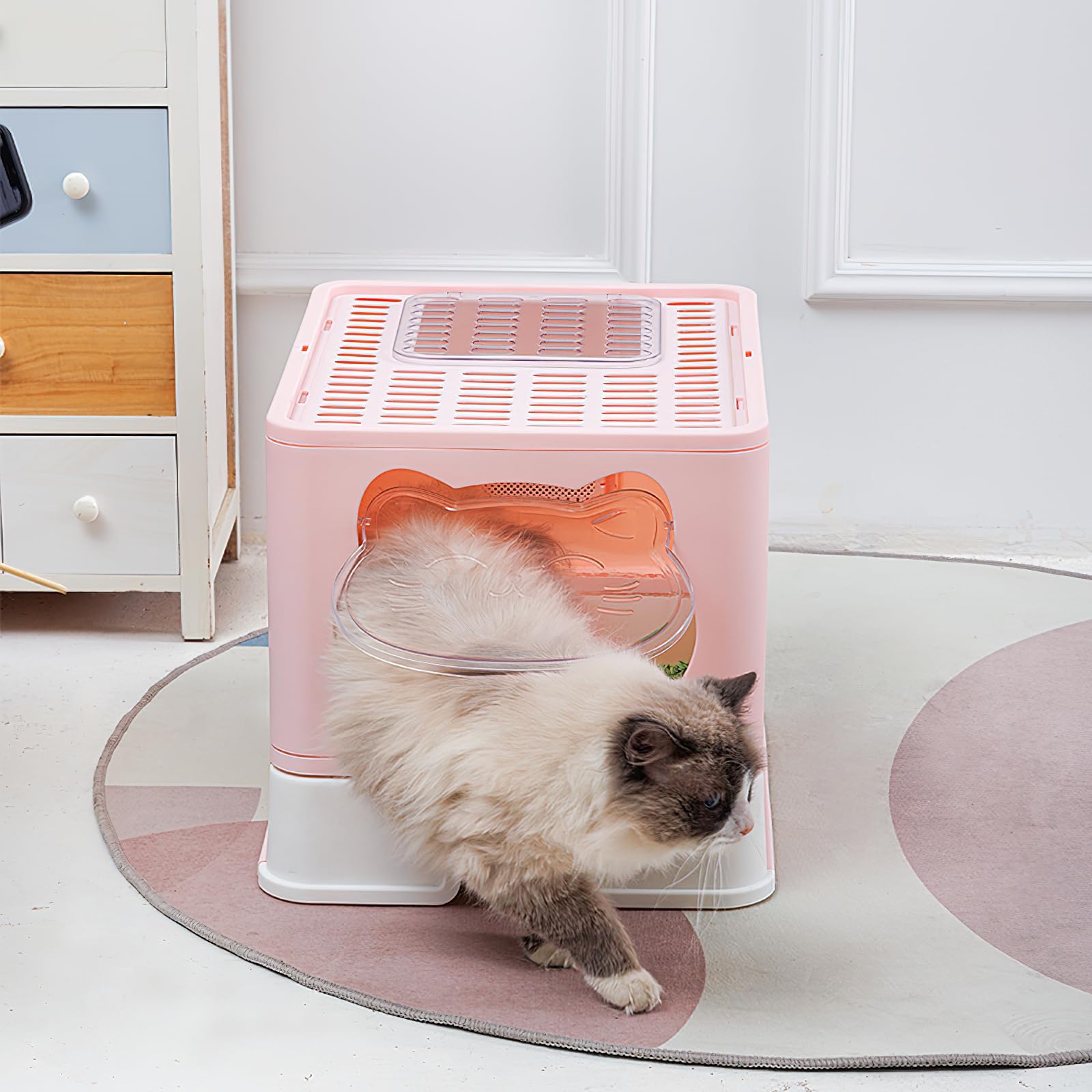 Faltbare Katzentoilette Für Unterwegs – Leicht, Klappbar & Mit Niedrigem Einstieg (Rosa, Groß)