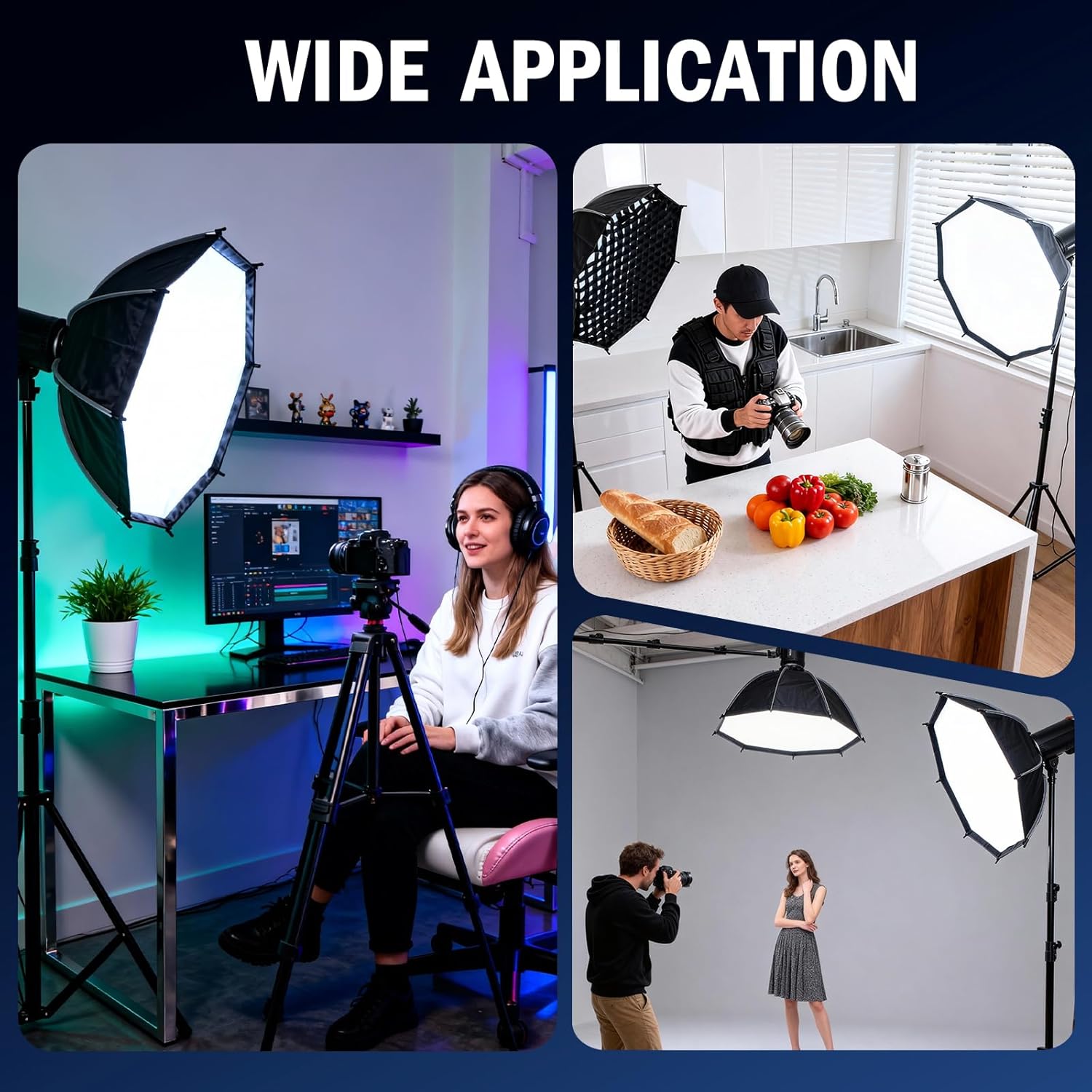 35.4"/90cm Bowens Mount Softbox, Quick Release Octagonal Softbox with Honeycomb Grid, Light Diffusers, Carrying Bag, Professional Soft Box for Studio Photography Lighting Flash