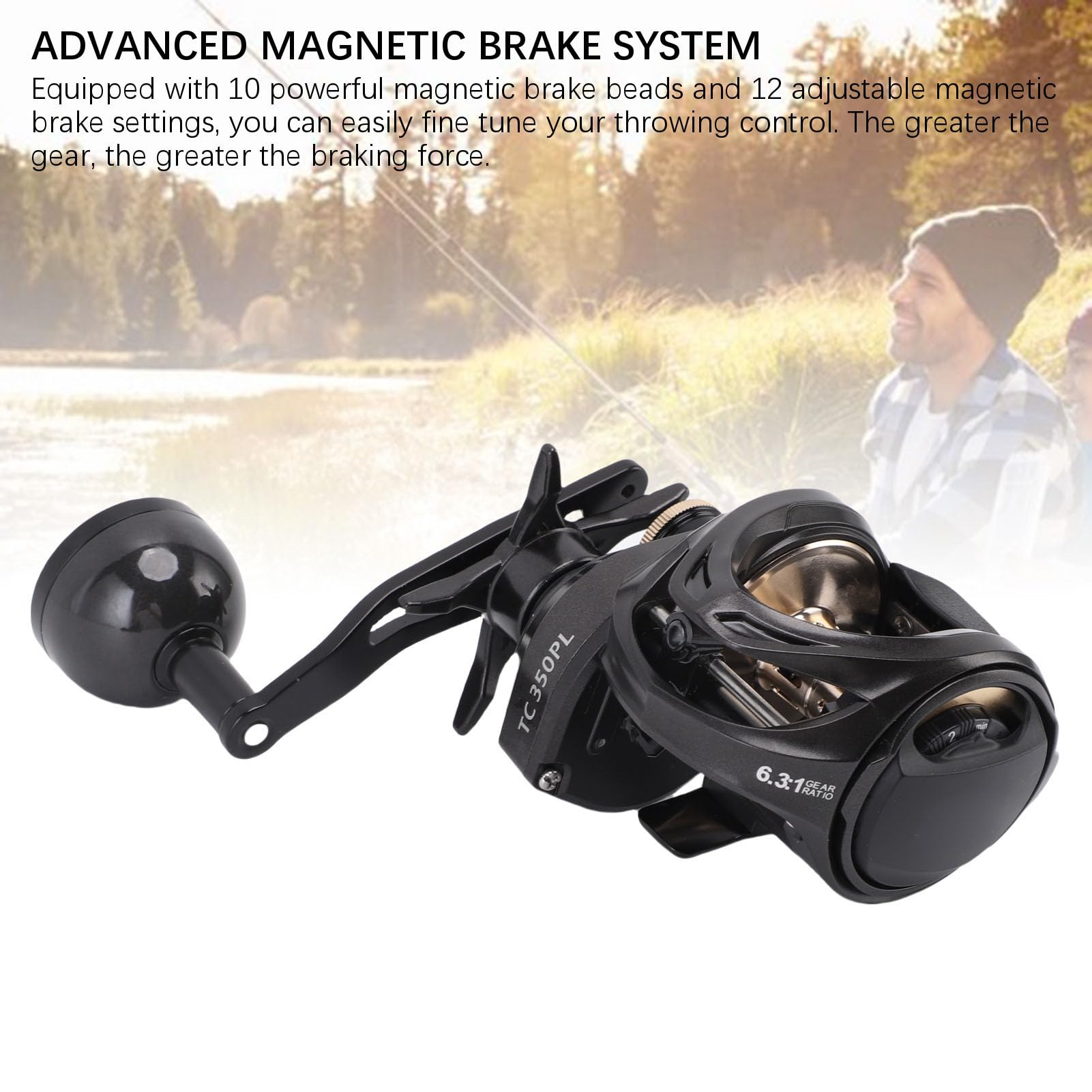 Socobeta Moulinet de Pêche Baitcasting en Alliage D'aluminium, Frein Magnétique avancé pour Les Aventures de Pêche, 1 unité