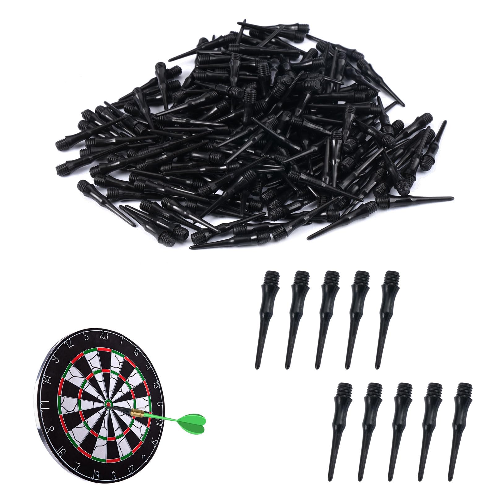 200 Pièces Embout Flechette Pointe Plastique 2ba, Remplacer Flechette Pointe Plastique, Pointes de Fléchettes en Plastique Souple de Qualité Supérieure, Idéales pour Débutants Amateurs Fléchettes