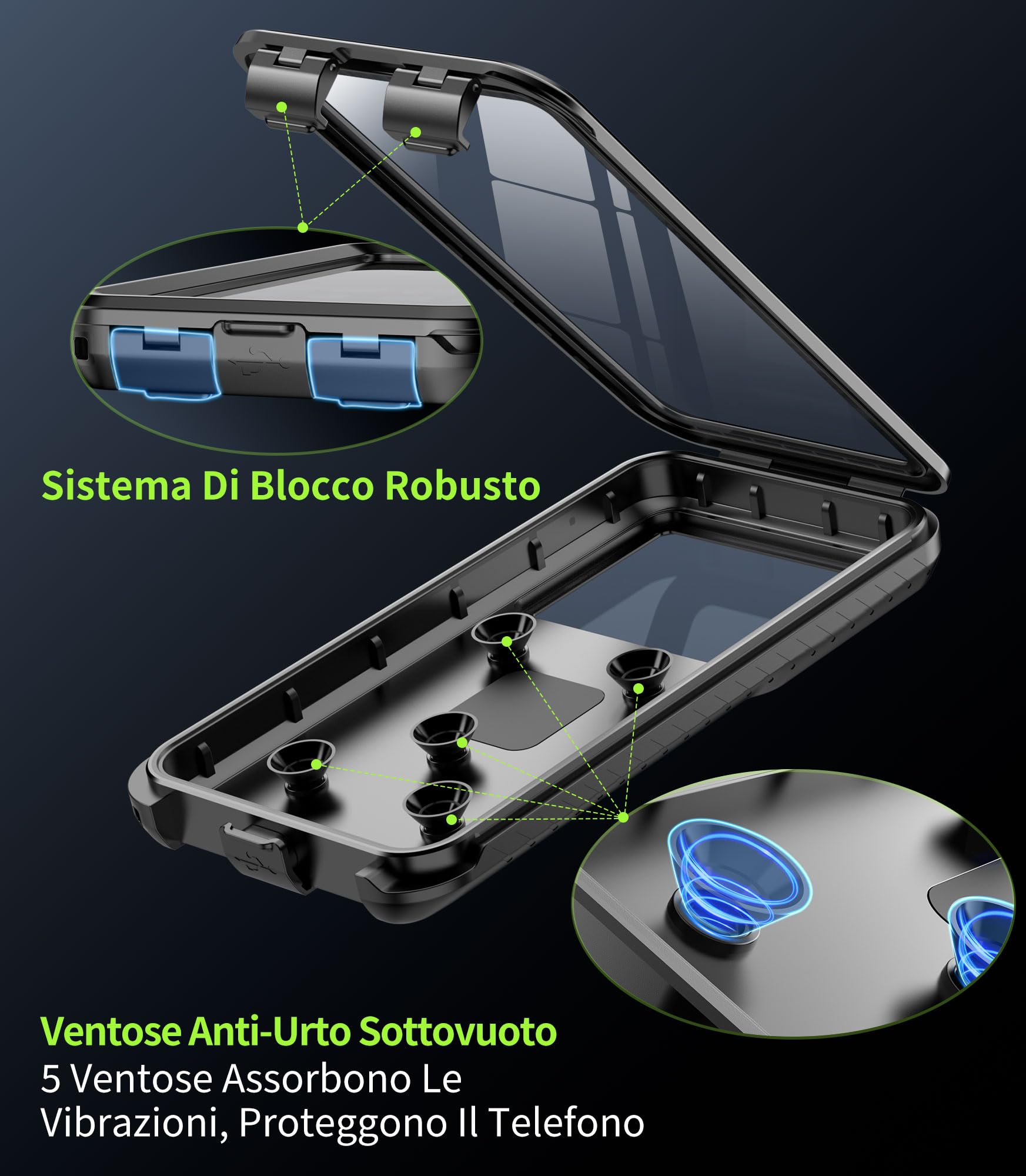 Cozycase 1s 1-Clic Antifurto Impermeabile Porta Telefono Bici Moto, Piccola | Supporto Cover Cell Universale Per iPhone 17 16 15 14 13 12 Mini Pro 16e 17e XR Samsung Galaxy S26 S25 S24 S23 S22 S21 Plus