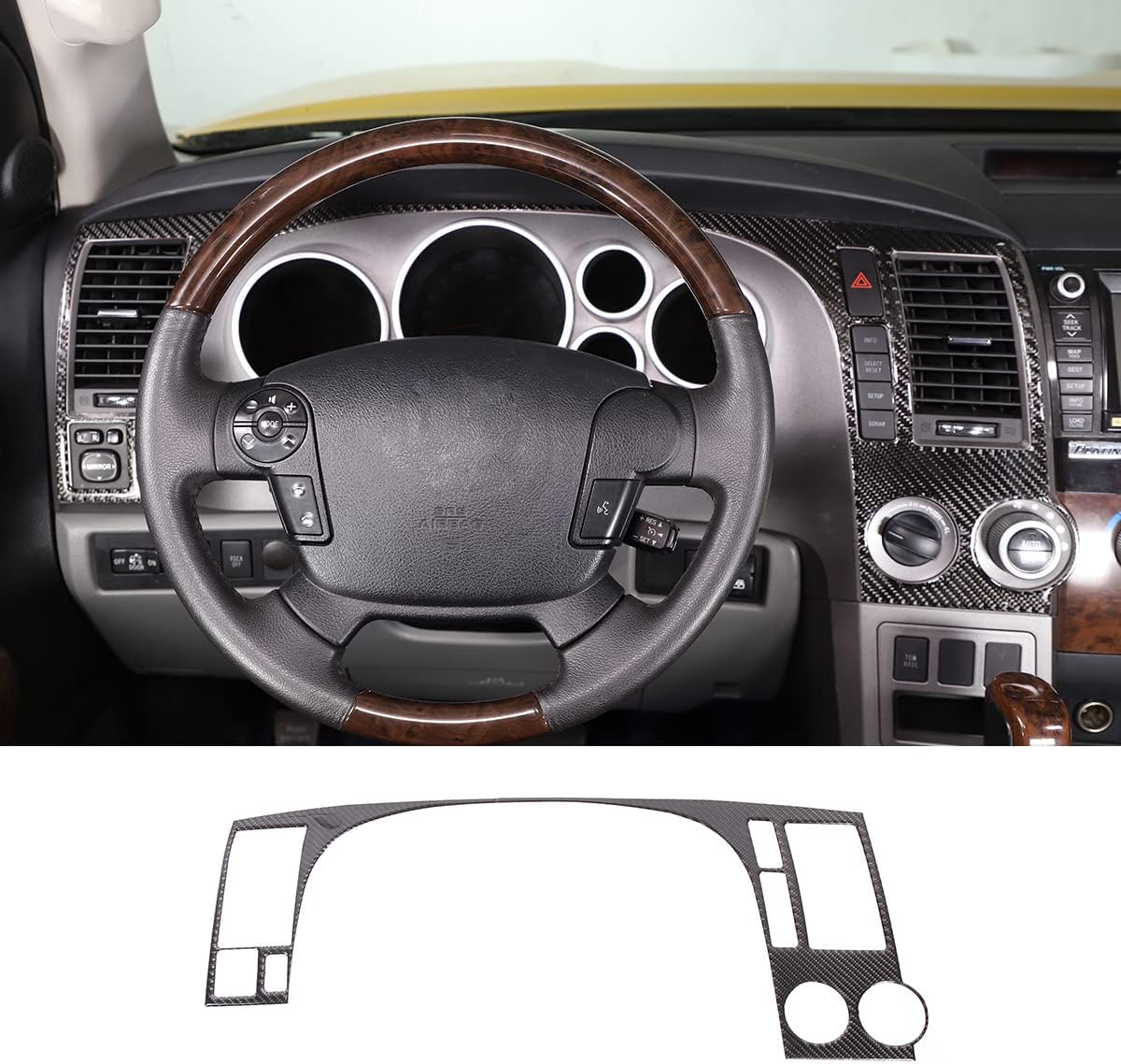 LLKUANG Compatible with Soft Carbon Fiber Dashboard Panel Decoration Sticker Car lnterior Modification Accessories for Tundra 2007 2008 2009 2010 2011 2012 2013,2PCS