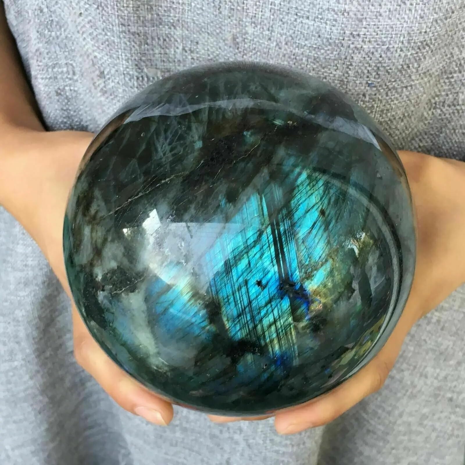 HSMQUBDBX Labradorite Crystal Orb Gemstone Sphere Ball Ornaments (Size : 1300-1400g)