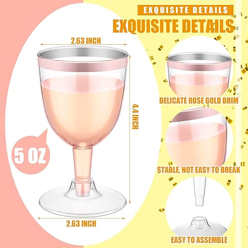 Miniatura 2 de Thenshop Paquete de 50 copas de champán de plástico de 5 onzas, copas de vino desechables transparentes con tallo, copas de cóctel reutilizables