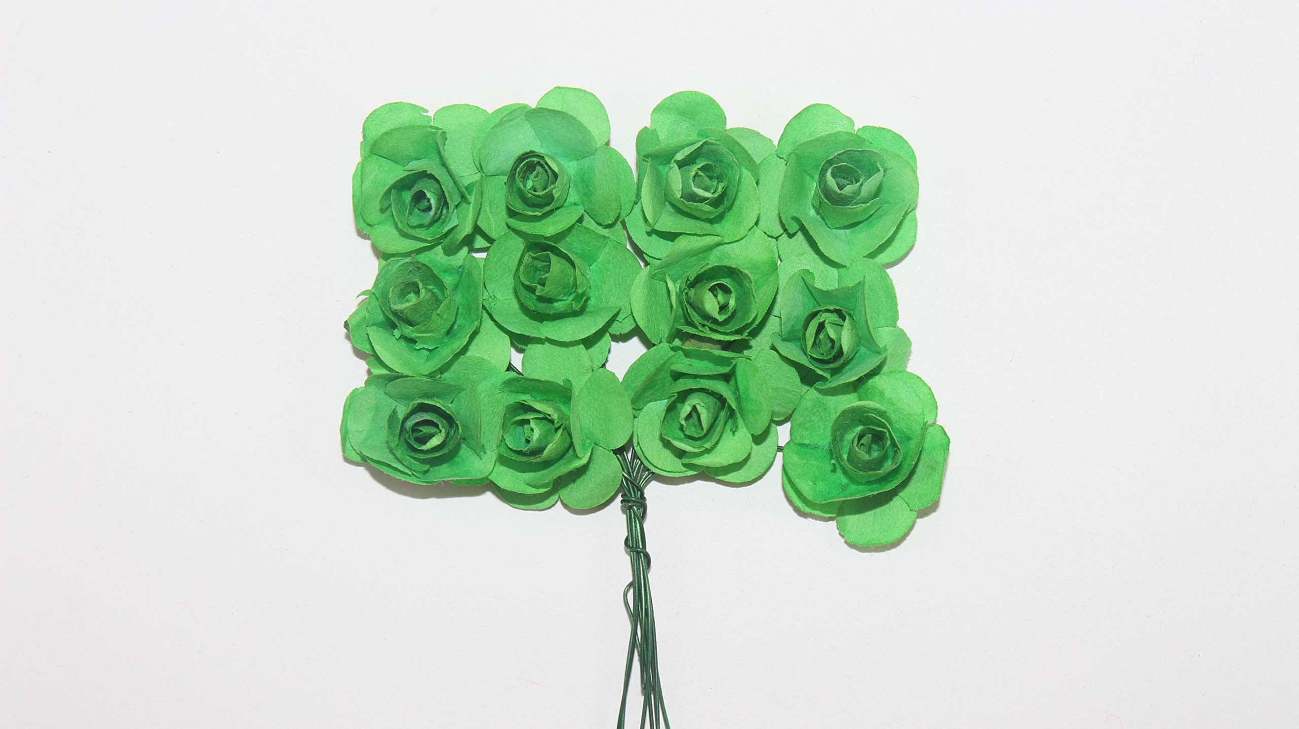 D'Lush designs Artificial Mulberry Paper Rose Tiny Flowers Bunch (Green, 144 Pieces)