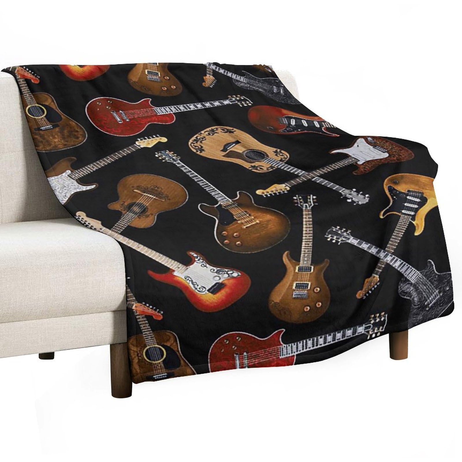 CGSBNGHA Guitars-Rocks Flannel Fleece Blanket Lightweight Soft Throw Blankets for Sofa Couch Bed Chair