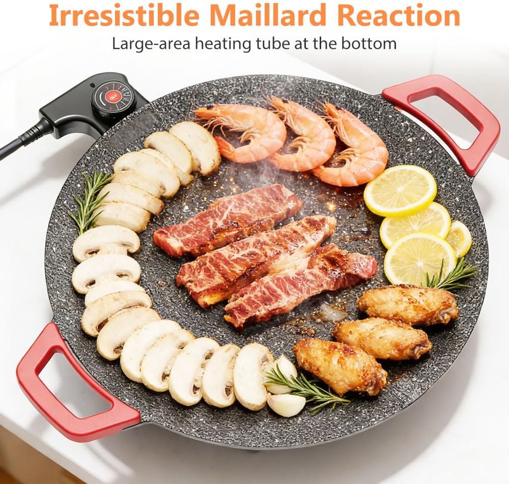 Smokeless Indoor Electric Grill Multi functional Korean Electric Indoor Grill, Compact Versatile Cooking for Steaks, Pancakes, and BBQ (40CM/15.74inch)