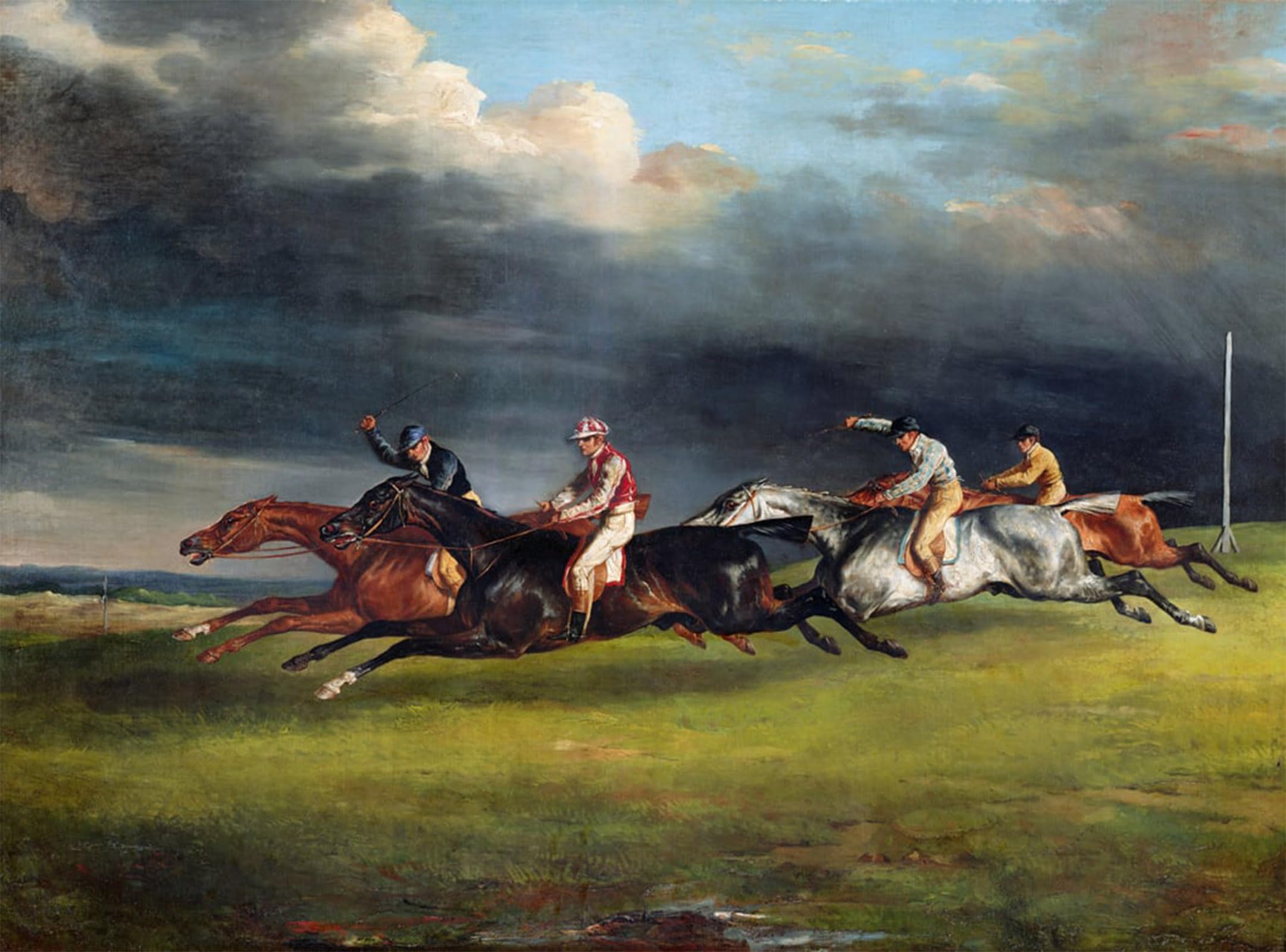 RZHRHJES Vintage Picture Wall Picture Painting Print Poster the Epsom Derby by Theodore Gericault Abstract Wall Art Painting for Office Decor 60x90cm