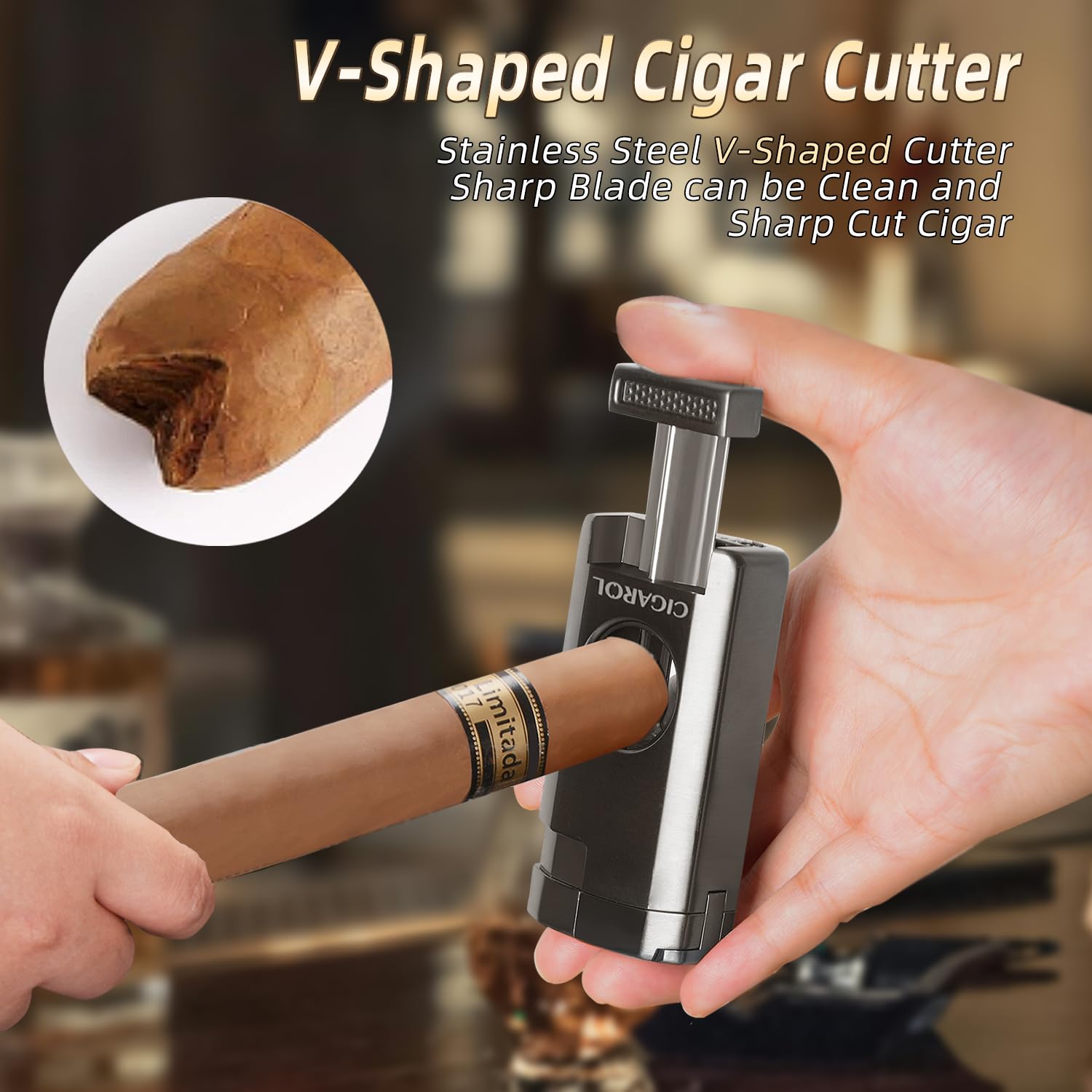 Humidor Zigarren, Zigarrenetui Leder mit Feuerzeug, Tragbarer Reisehumidor mit Zedernholzeinlage Hält bis zu 10 Zigarren, Tolle Zigarren Geschenk Set für Männer (Braun)