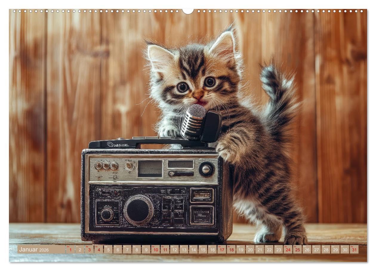 Miau-sikalische Momente (hochwertiger Premium Wandkalender 2026 DIN A2 quer), Kunstdruck in Hochglanz: Katzenkonzert: Süße Melodien kleiner Pfoten (CALVENDO Tiere)