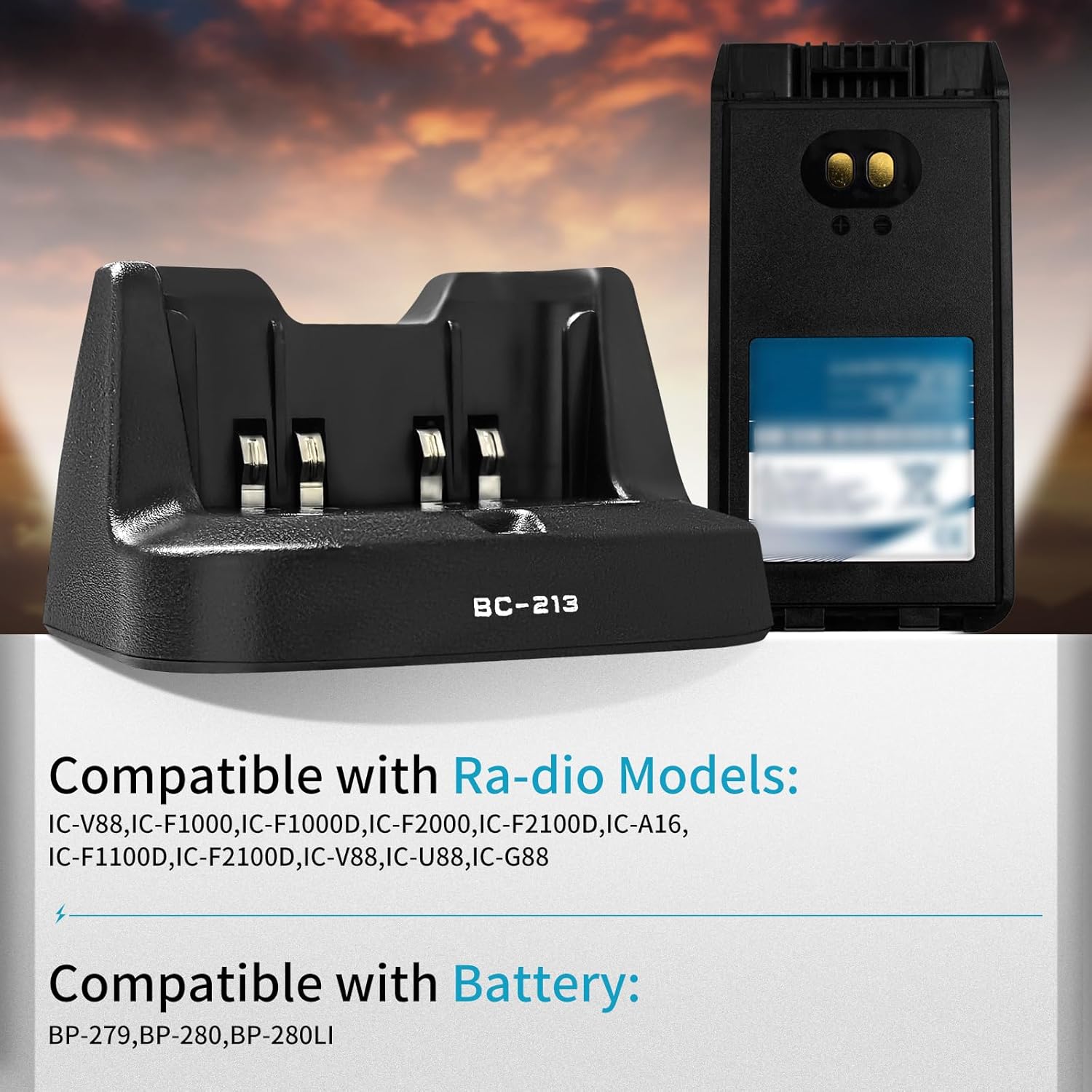 for Icom BP-280 Charger BC-213 Rapid Charger for IC-F1000 IC-F2000 IC-A16 IC-F2000D IC-F1100D IC-F2100D IC-V88 IC-U88 IC-G88 BP-280LI BP-279 (5)