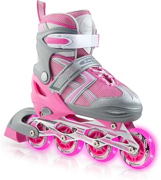 Rose Inline Skates (M) + Pink Protective Gear Bundle