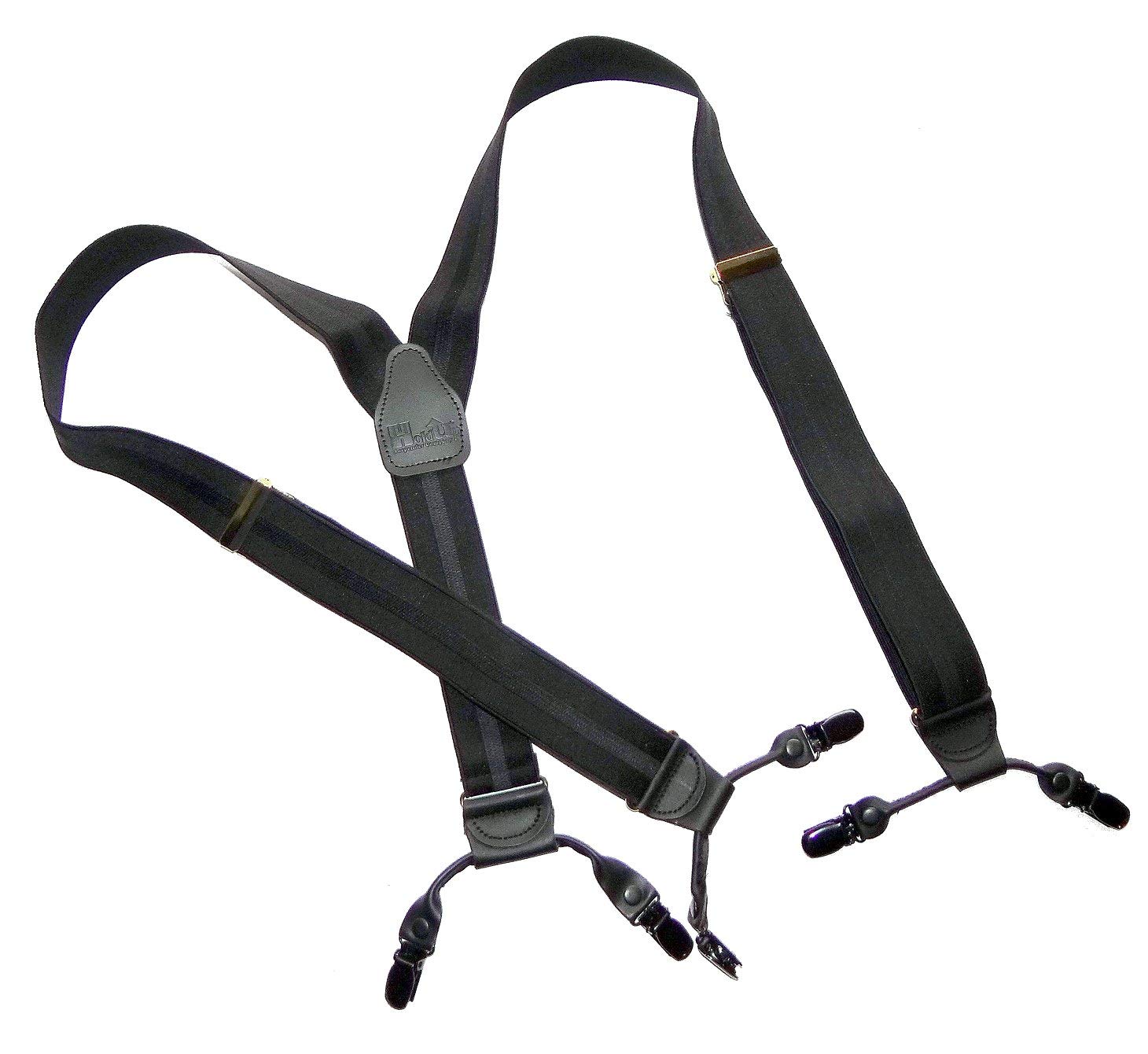 hold-up suspender co. Black Stripe Jacquard Dual Clip Double-ups® style 1 1/2" Patented No-slip® Metal Clips-picture-52