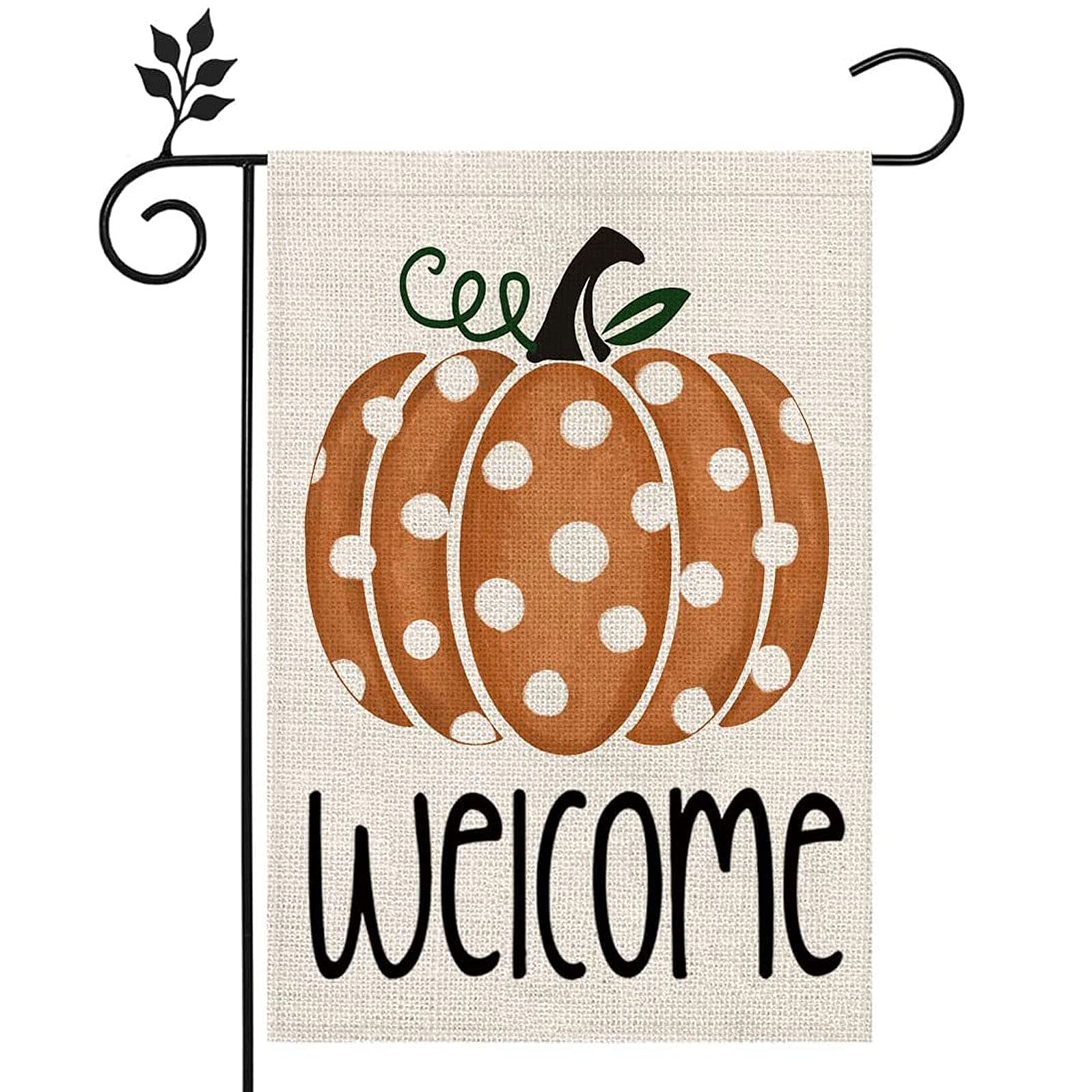 HEYBEE Welcome Fall Garden Flag, Autumn Pumpkin Yard Flag 12×18 Inches Double Sided, Flax Flag Farmhouse Outdoor Decor for Fall and Thanksgiving