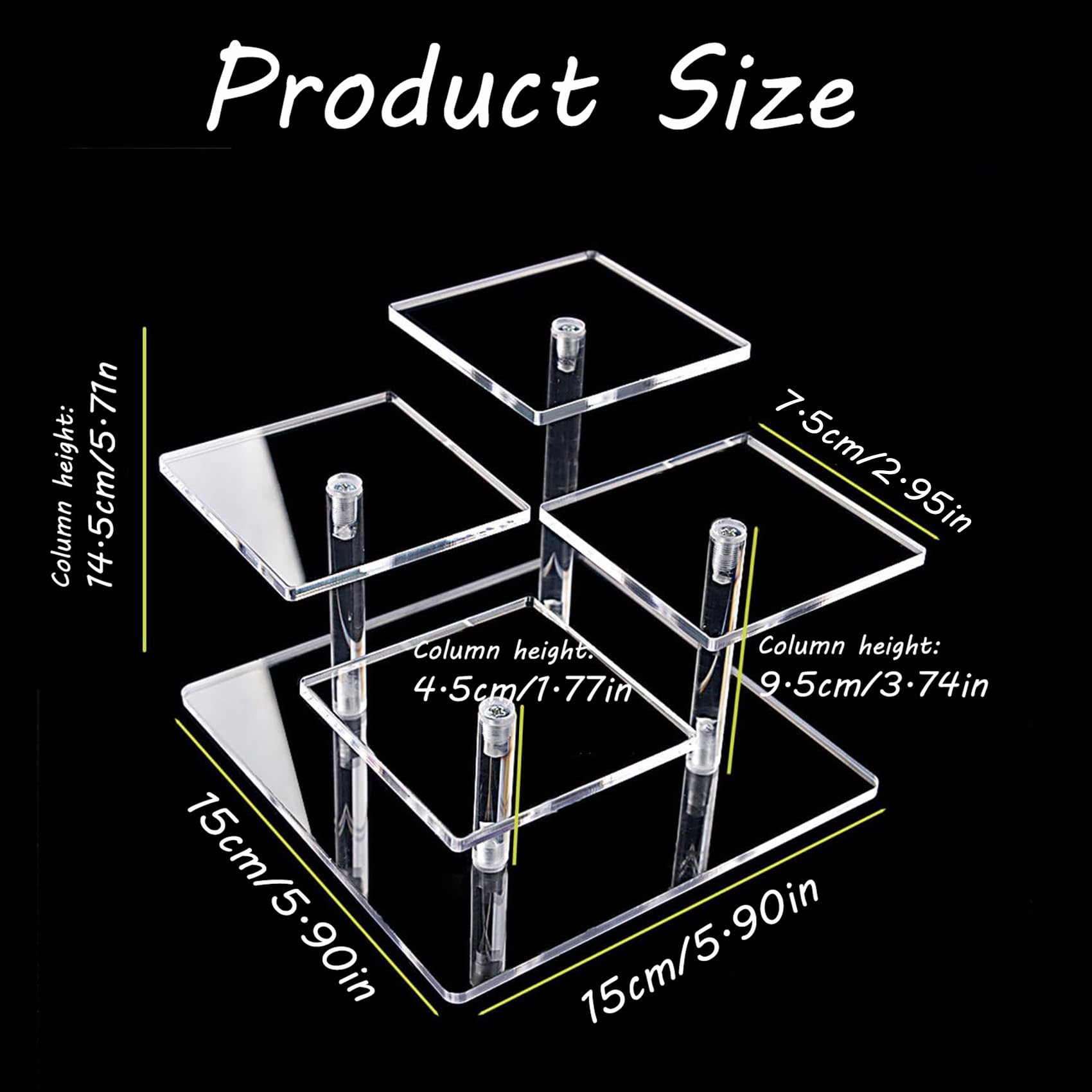 2 Stück Riser Display Regal Ständer Halter für Figuren Kosmetik Parfümständer Tischplatte klar Präsentationsständer Tiered Organizer für Schmuck, Cupcake, Dessert, Sammlerstücke, Kunsthandwerk