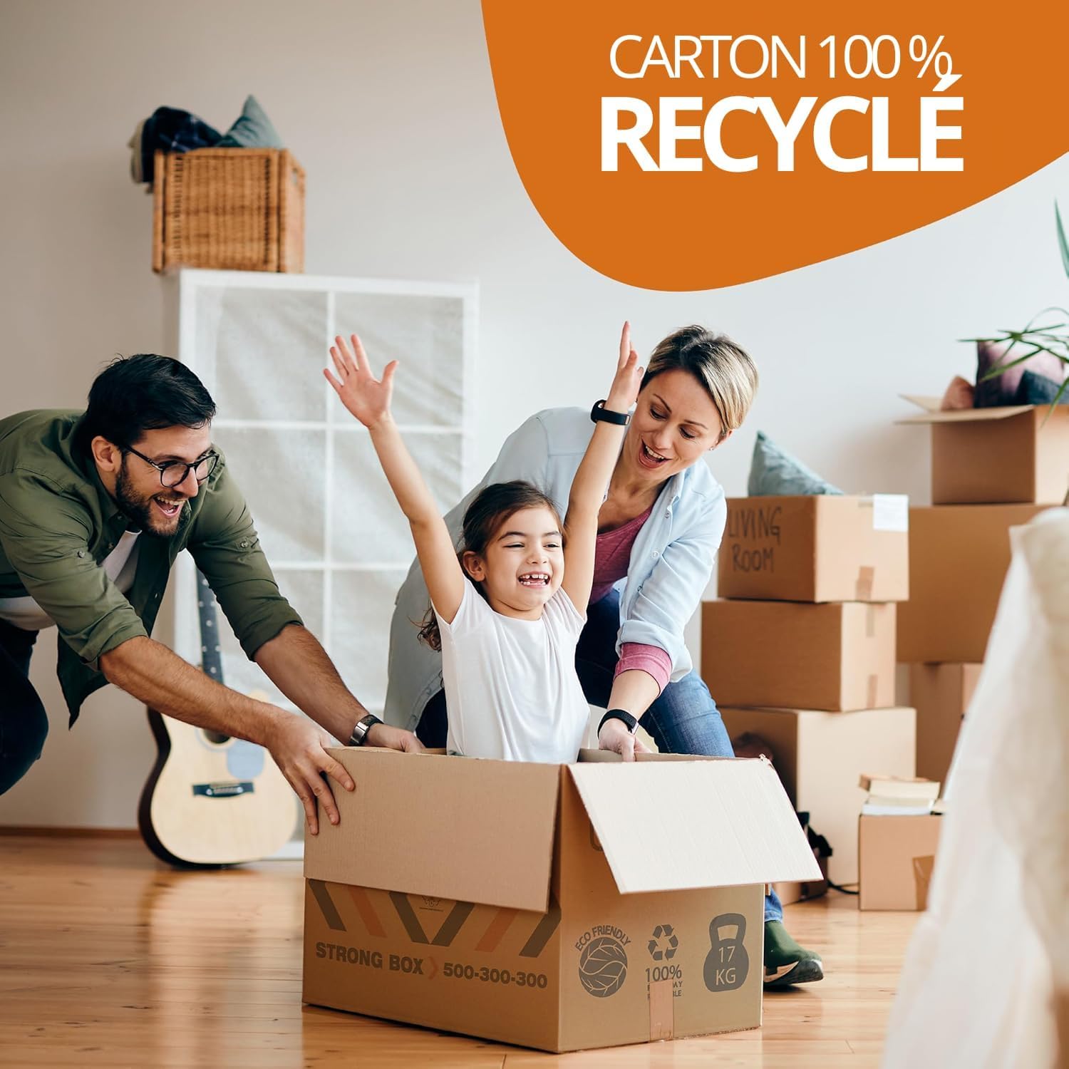 Carton Déménagement 50x30x30 cm Lot de 20 Boîtes Réutilisables Renforcés avec Filet de Protection