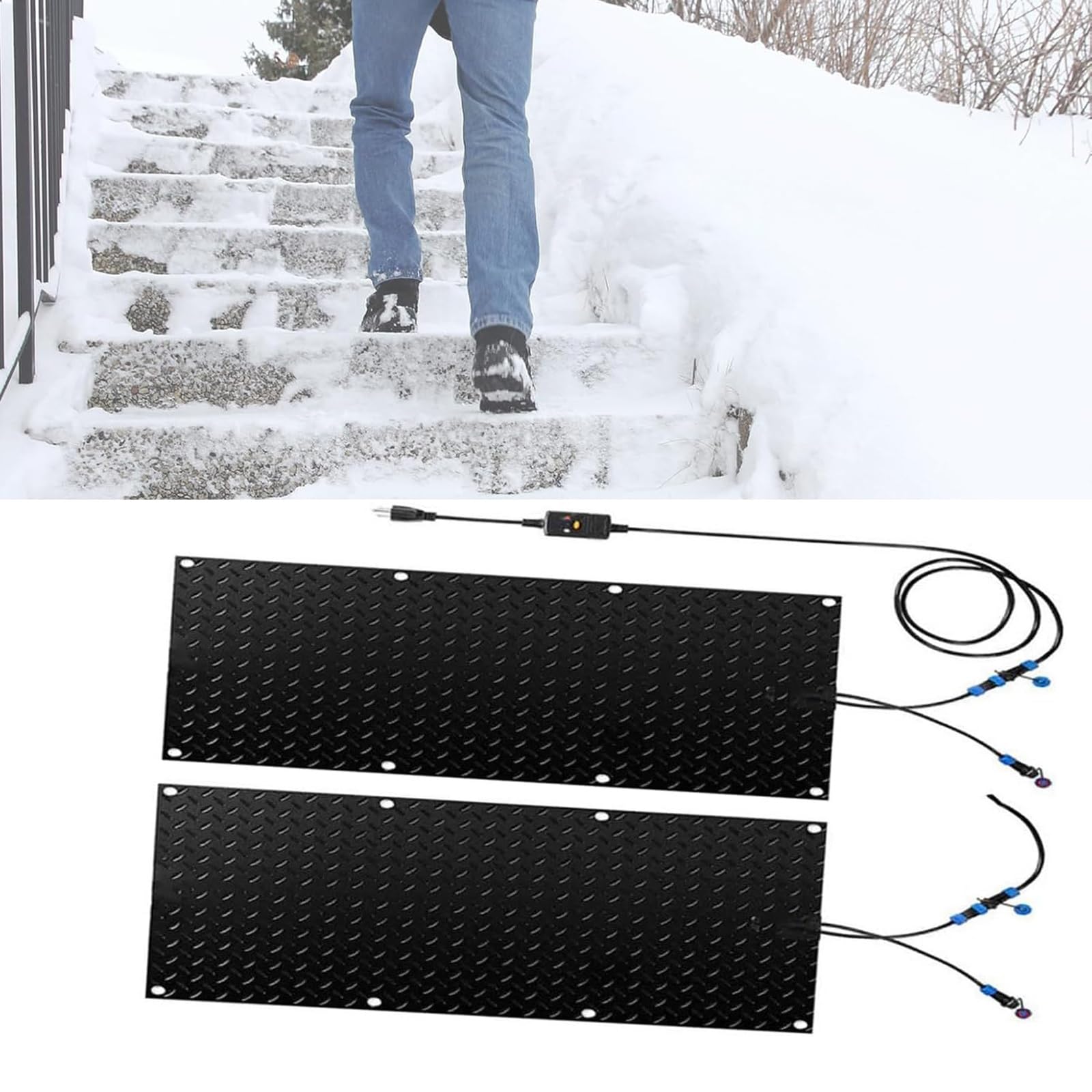 Elektryczne maty do topienia śniegu – antypoślizgowe, wodoodporne, zimowe maty do odśnieżania schodów i chodników (2 szt., 30 x 90 cm/12 x 36 cali)(40x200cmx2Pcs)