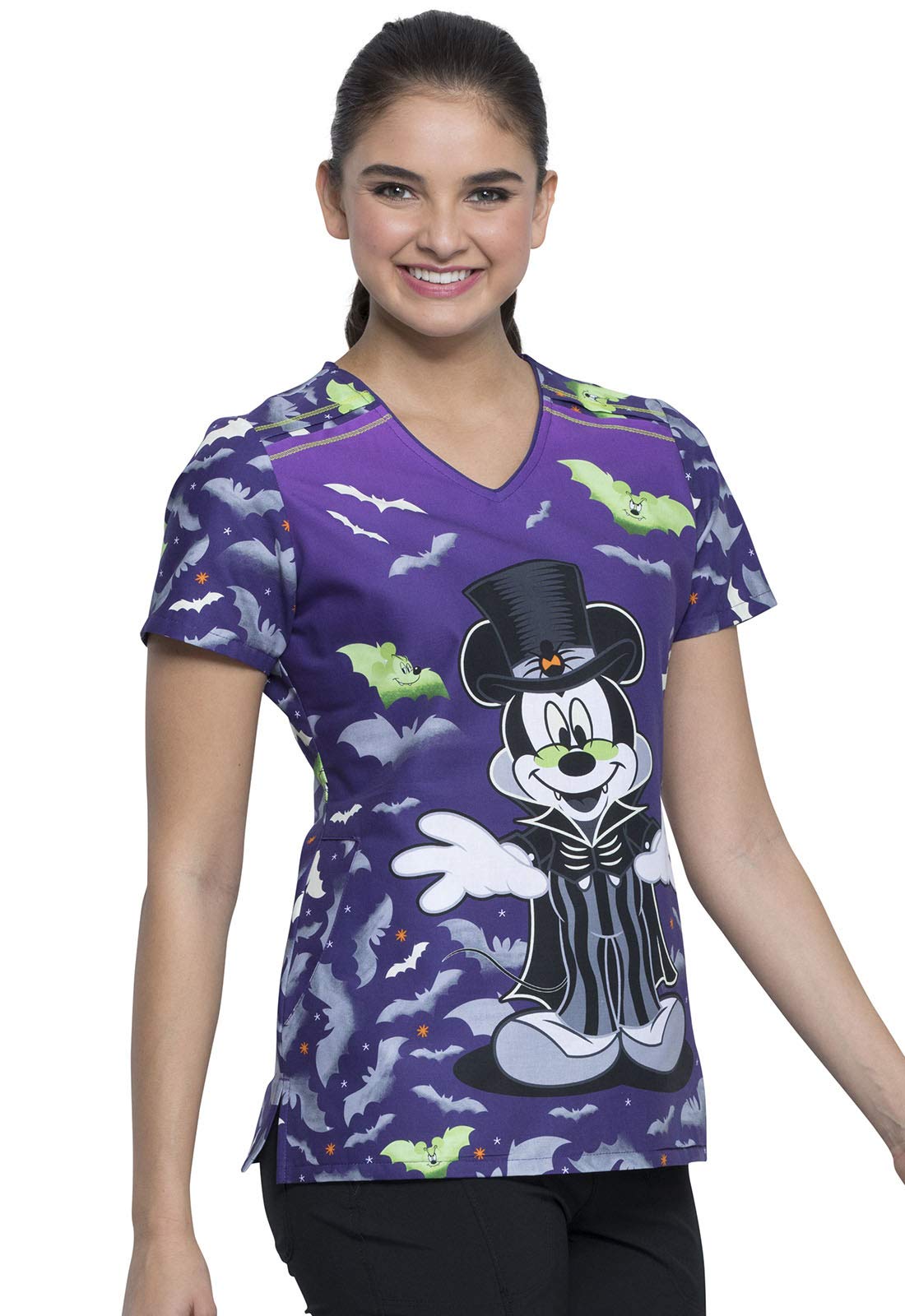 Cherokee Schlupfhemd Kasack mit Mickey Vamp Motiv Bedruckt,V-Ausschnitt, 100% Baumwolle