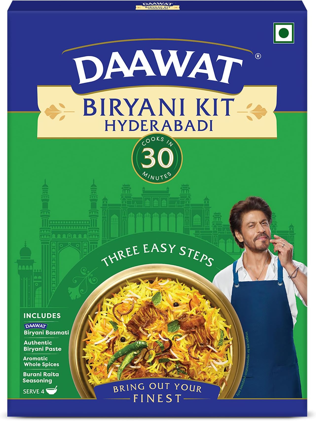 Daawat Biryani Kit Hyderabadi | Authentic Recipe | Ready in 30 min | Ready to Cook 334 gm/410gm (Weight may vary)