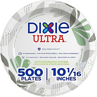 Dixie Ultra 10 Inch Heavy-Weight Paper Plates By GP PRO, Pathways Botanical Design, 500 Count (125 Disposable Plates Per Pack, 4 Packs Per Case), SXP10PATH