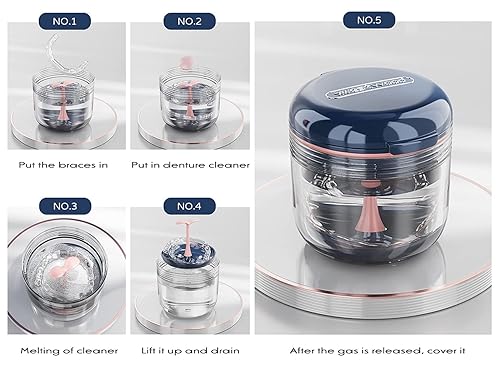 Miniatura 3 de MURRI&MURRDI Estuche de baño para dentaduras con espejo y cesta colador, contenedor de remojo para retenedor y protector bucal, taza limpiadora para