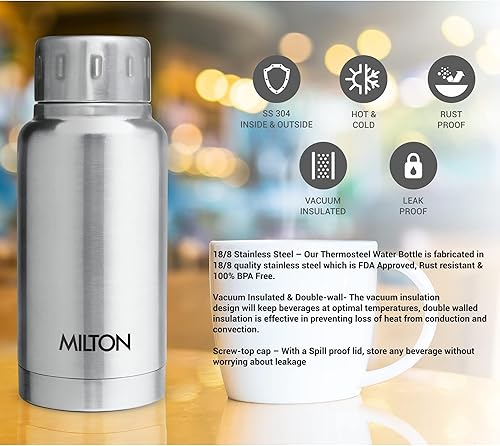 Miniatura 9 de Milton Botella de agua aislada de 5.4 oz (5.4 fl oz) de acero inoxidable de doble pared para bebidas calientes y frías, tapa de rosca simple a
