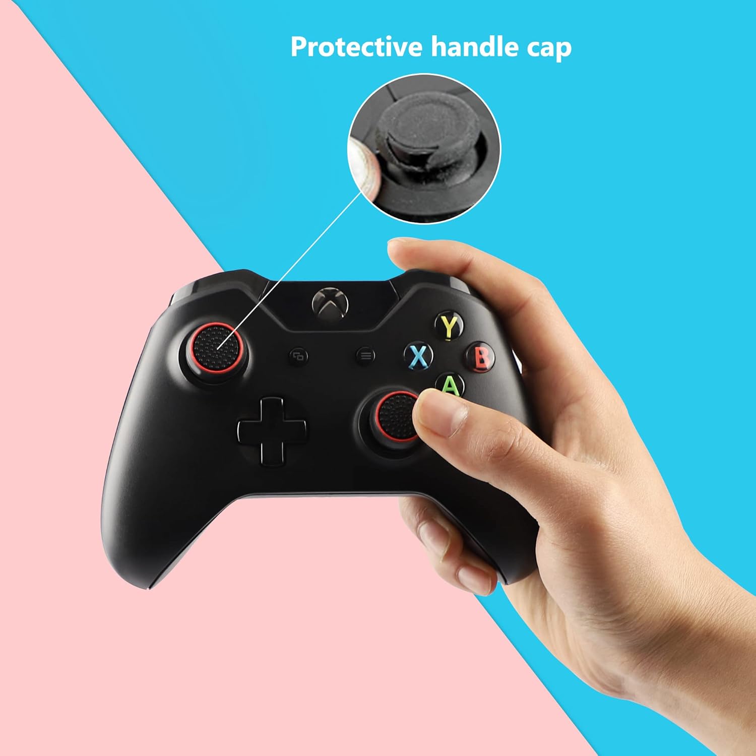 Xahpower 6PCS Non-Slip Silicone Thumb Cap for PS2, PS3, PS4, PS5, Xbox One, Series X/S, 360, Switch Pro, Wii U Game Controller (Black)