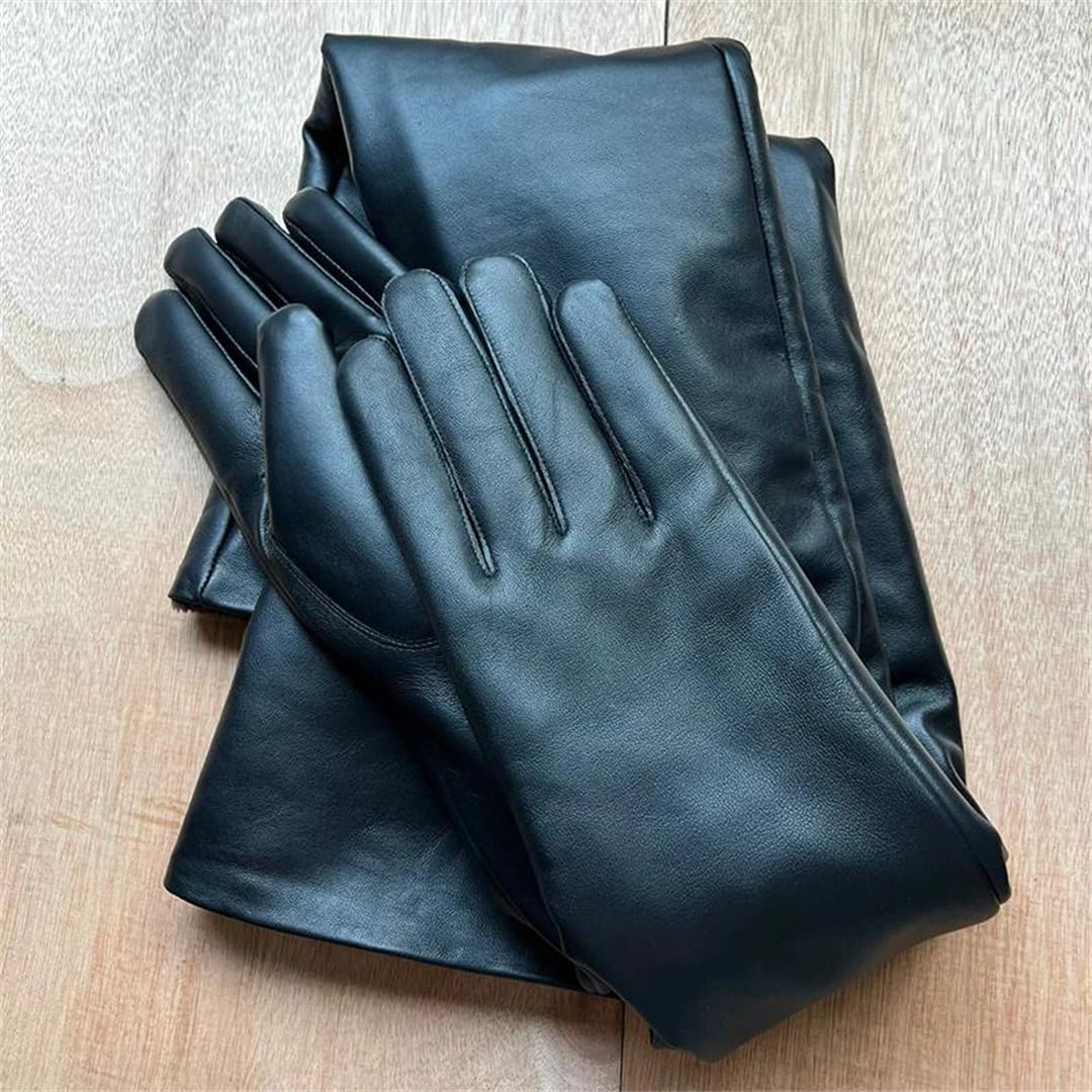 Kelsiop Damen Lange Schaffell Lederhandschuhe Motorrad-Stil Fleece Gefüttert Extra Dicke Warme Winterhandschuhe