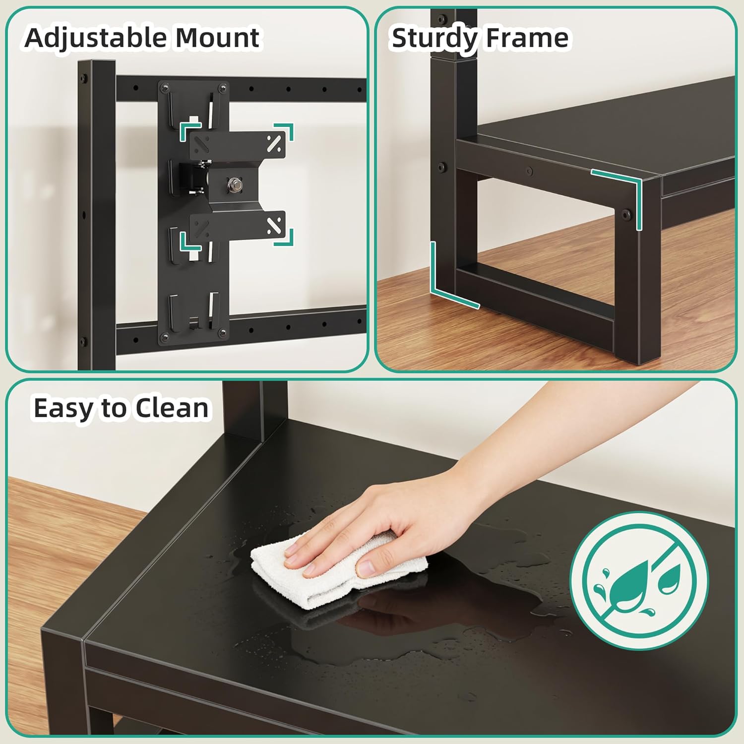 YAOHUOO Computer Monitor Mount Stand Riser with LED Light, Heavy Duty Fully Adjustable Stand with C-Clamp, Computer Screen Storage Shelf for Office,Living Room