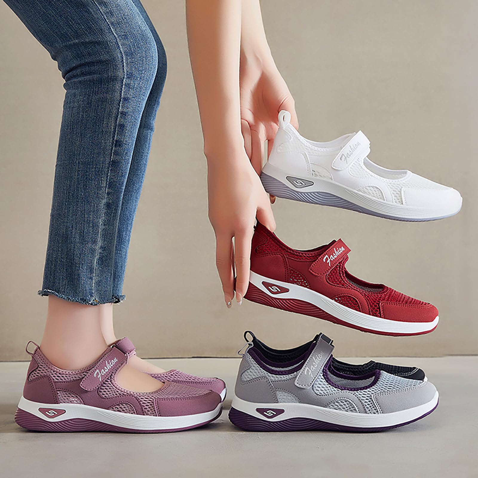 Orthopädische Schuhe Damen Slip On Walking Orthopedic Diabetic Walking Shoes Freizeit Mesh Atmungsaktiv Sandals
