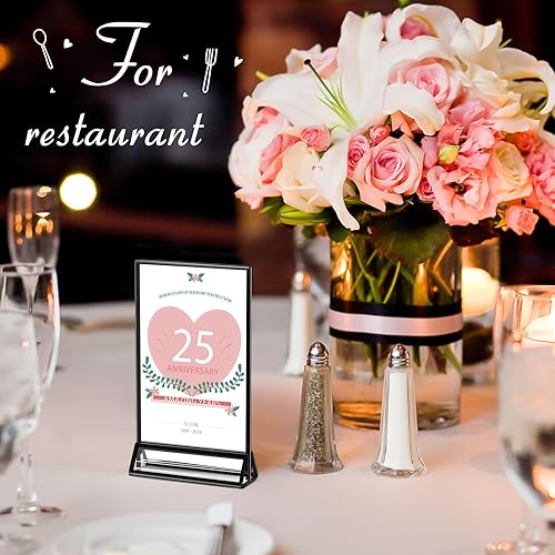 Miniatura 5 de Paquete de 12 marcos de acrílico transparente para números, soportes para letreros con soportes verticales y bordes para bodas, marcos de fotos,