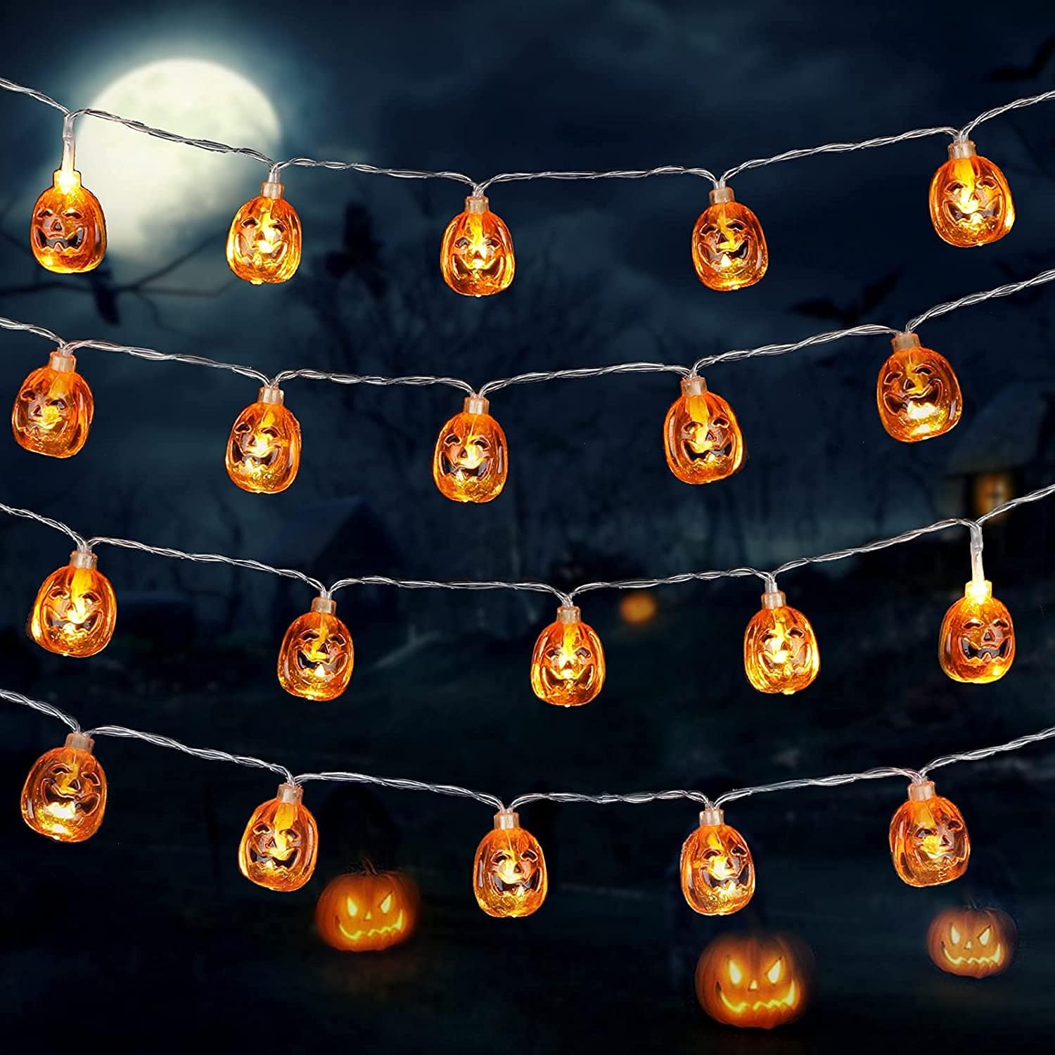 Halloween Pumpkin String Lights with Pumpkin 20 LEDs 9.4ft Fair Light for DIY Halloween