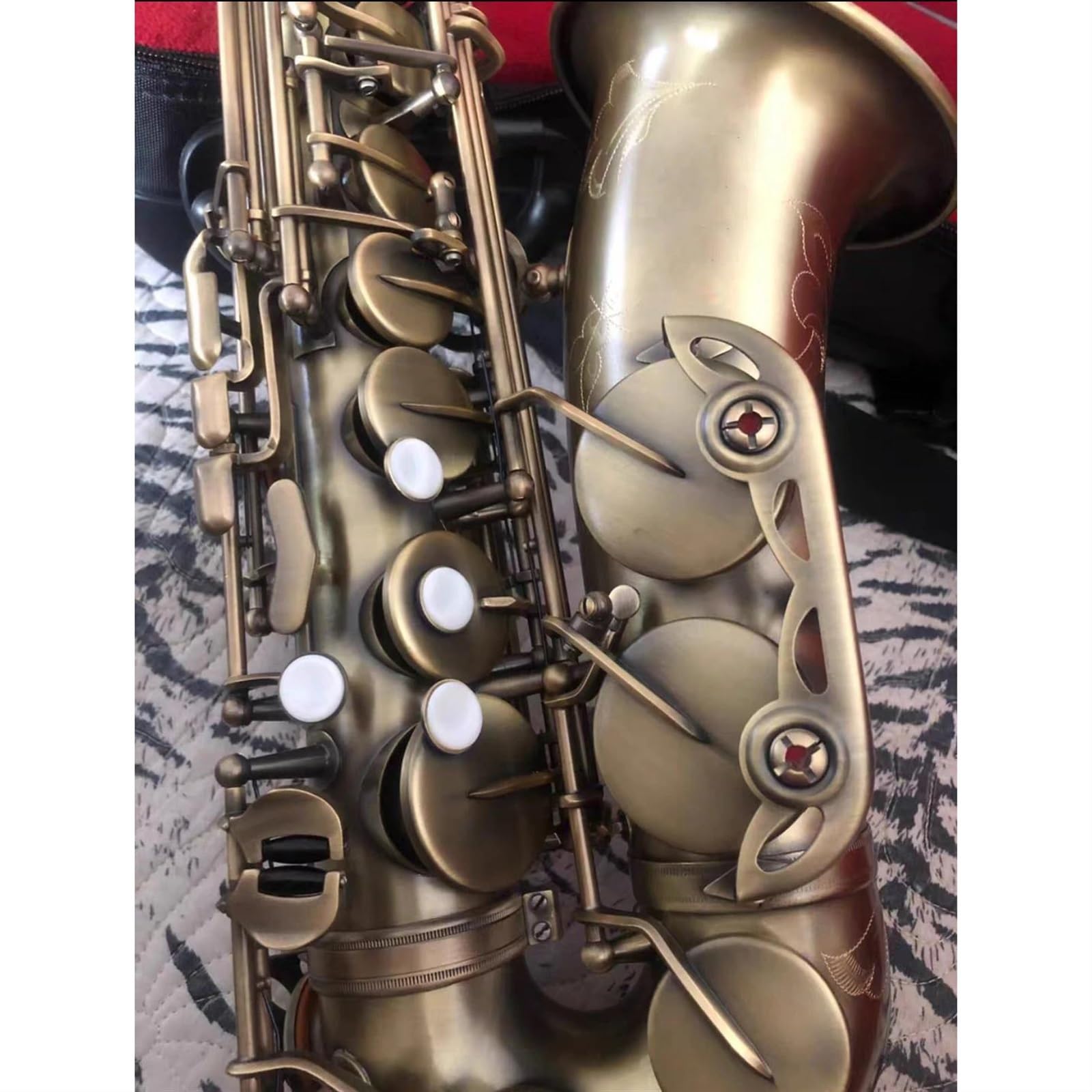 sassofono Sassofono Contralto In Mib Simulazione Antica Sax Contralto Strumento Musicale A Fiato Professionale (Color : Leather bag)