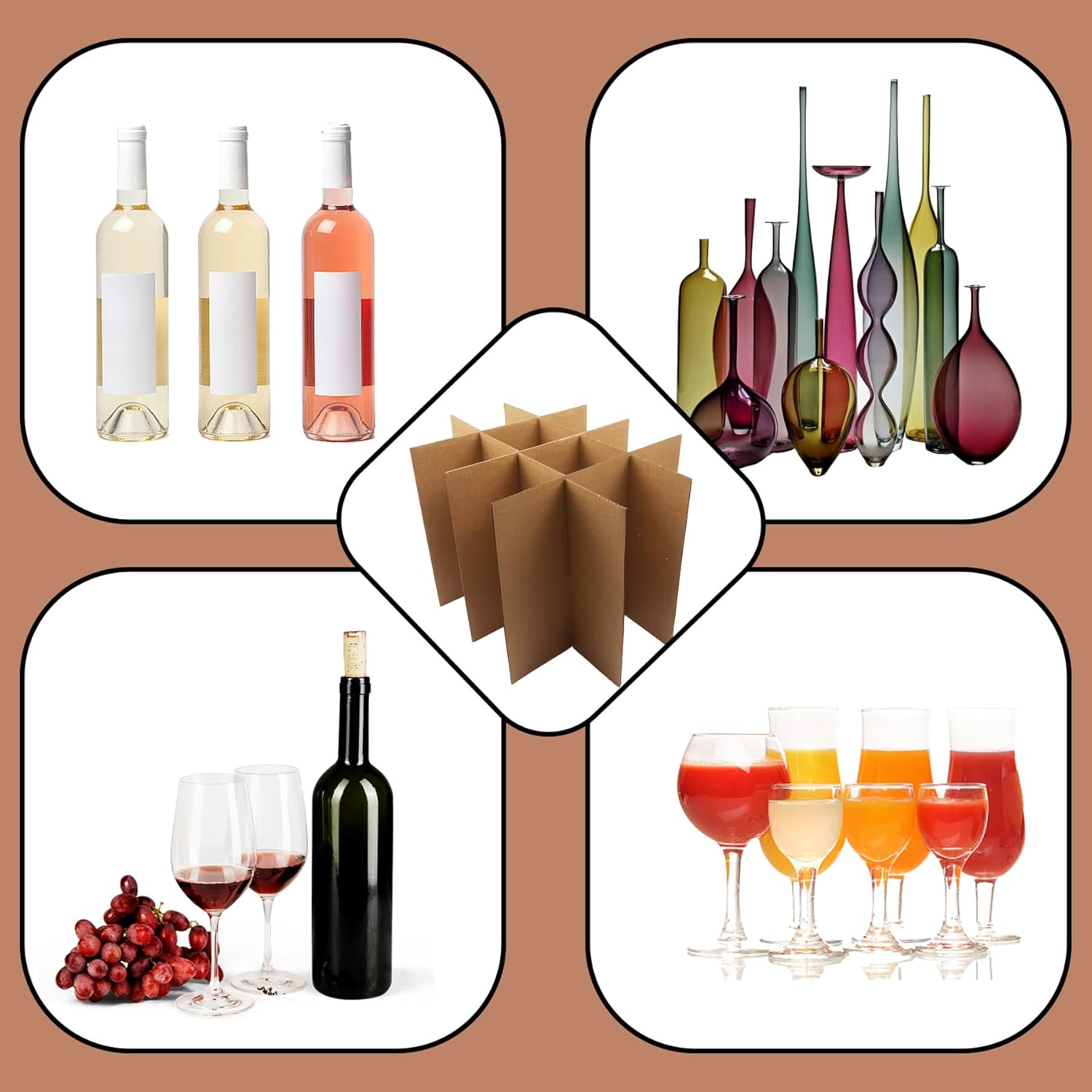 12 Sets Glass Dividers Kits for Moving Boxes Fits in 18 x 14 x 12 Inch Box，Glass Cell Divider Fits Glass Inserts Moving cardboard Dividers for Wine Glassware Dish Glass Packing Kits (Box Not Included)