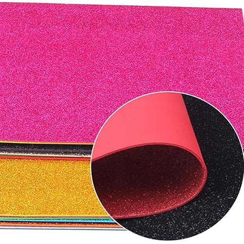 Miniatura 4 de Hoja de espuma de papel de esponja EVA con purpurina A4, hojas de tela de piel sintética de vinilo sintético, paquete de 10 unidades para