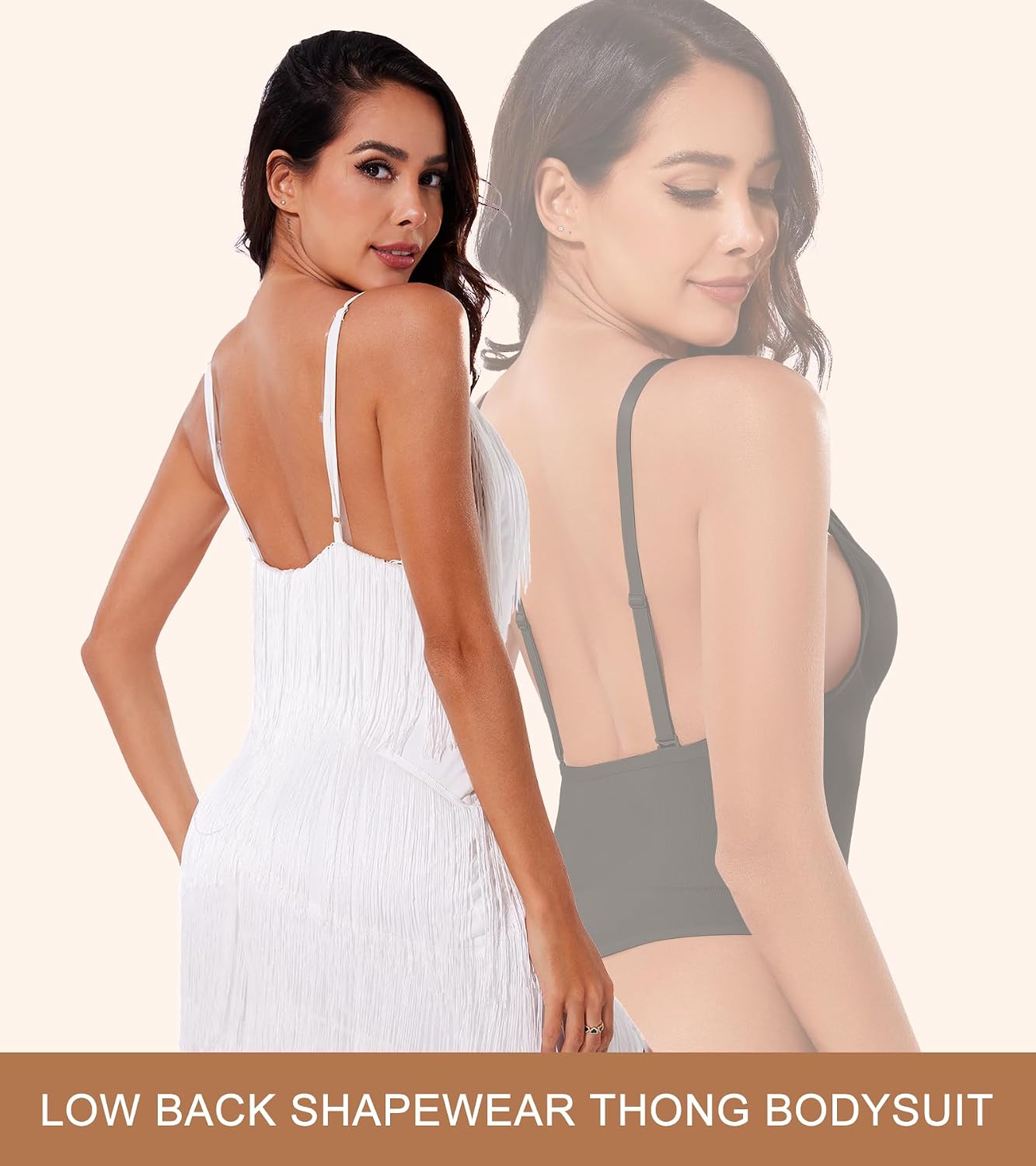 Shapewear Bodysuit Deep V Tummy Control with Adjustable Straps for Women Backless Seamless Design Body Shape Top