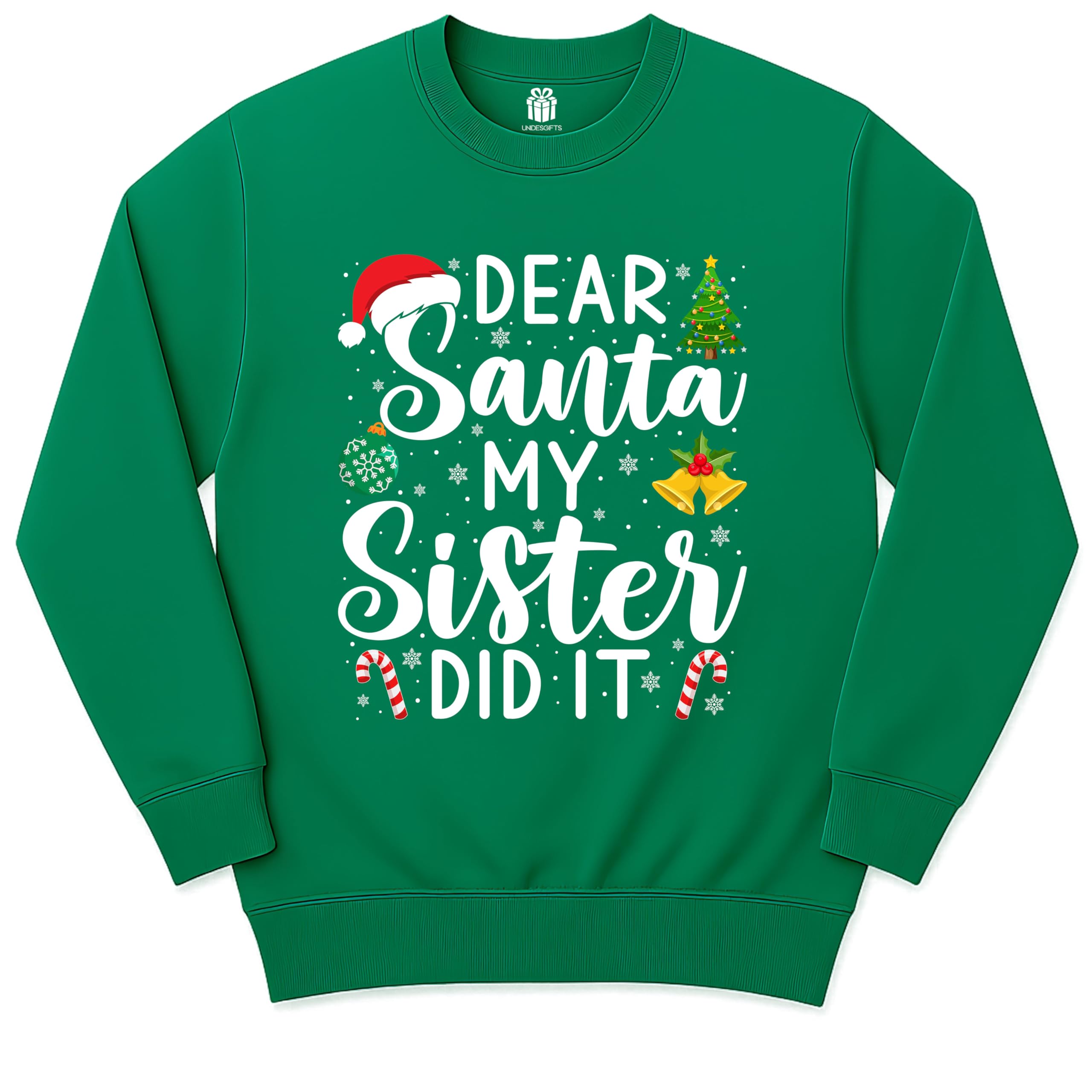 Dear Santa My Sister Did It Funny Christmas Matching Xmas Shirt for Youth Boys Girls Kids Toddler Son Daughter