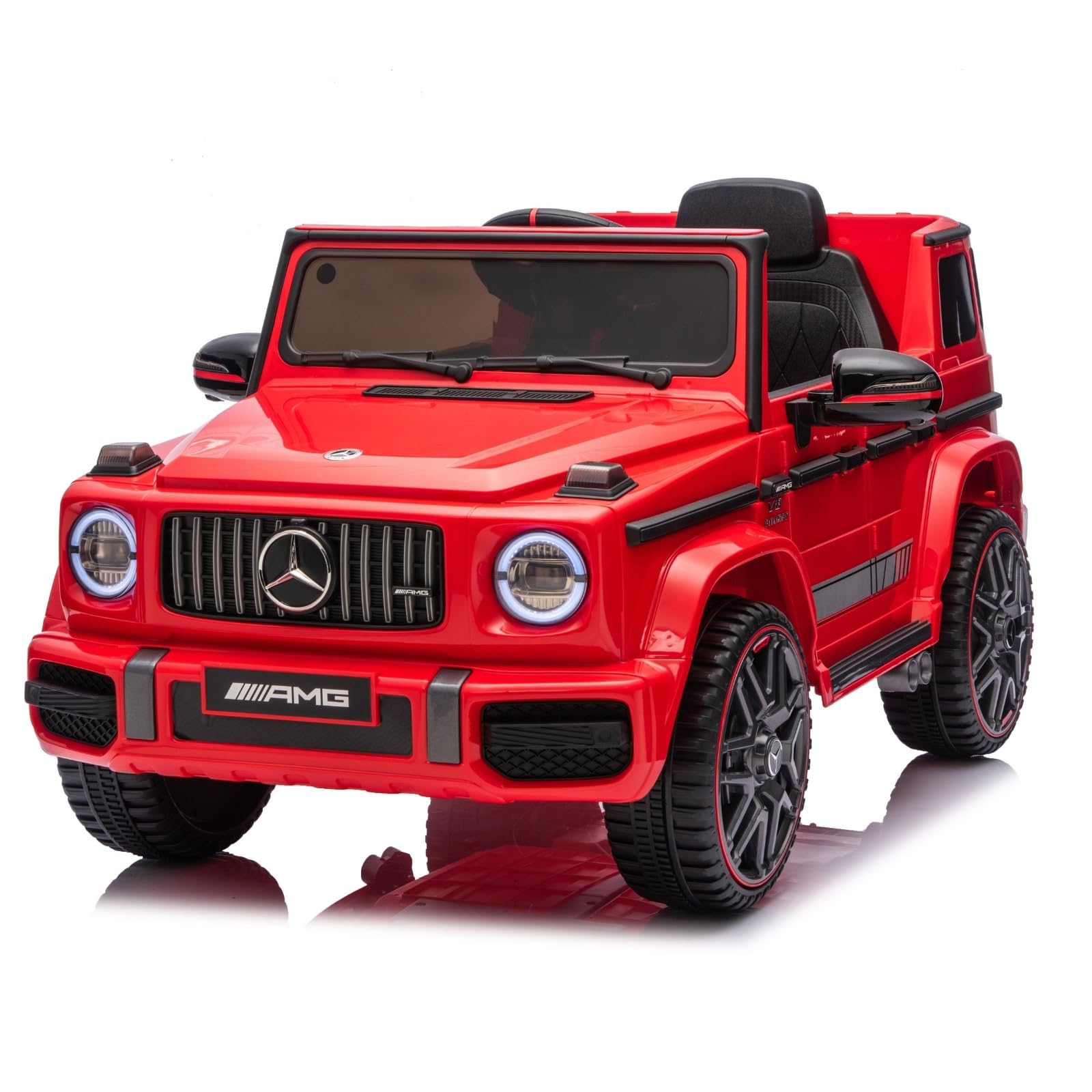 LALAHO Kinder Elektroauto Mercedes AMG G63,12V 7ah, mit 2.4G Fernbedienung, Kinderauto Kinderfahrzeug，Elektrofahrzeuge für ab 3 Jahre (Rot)