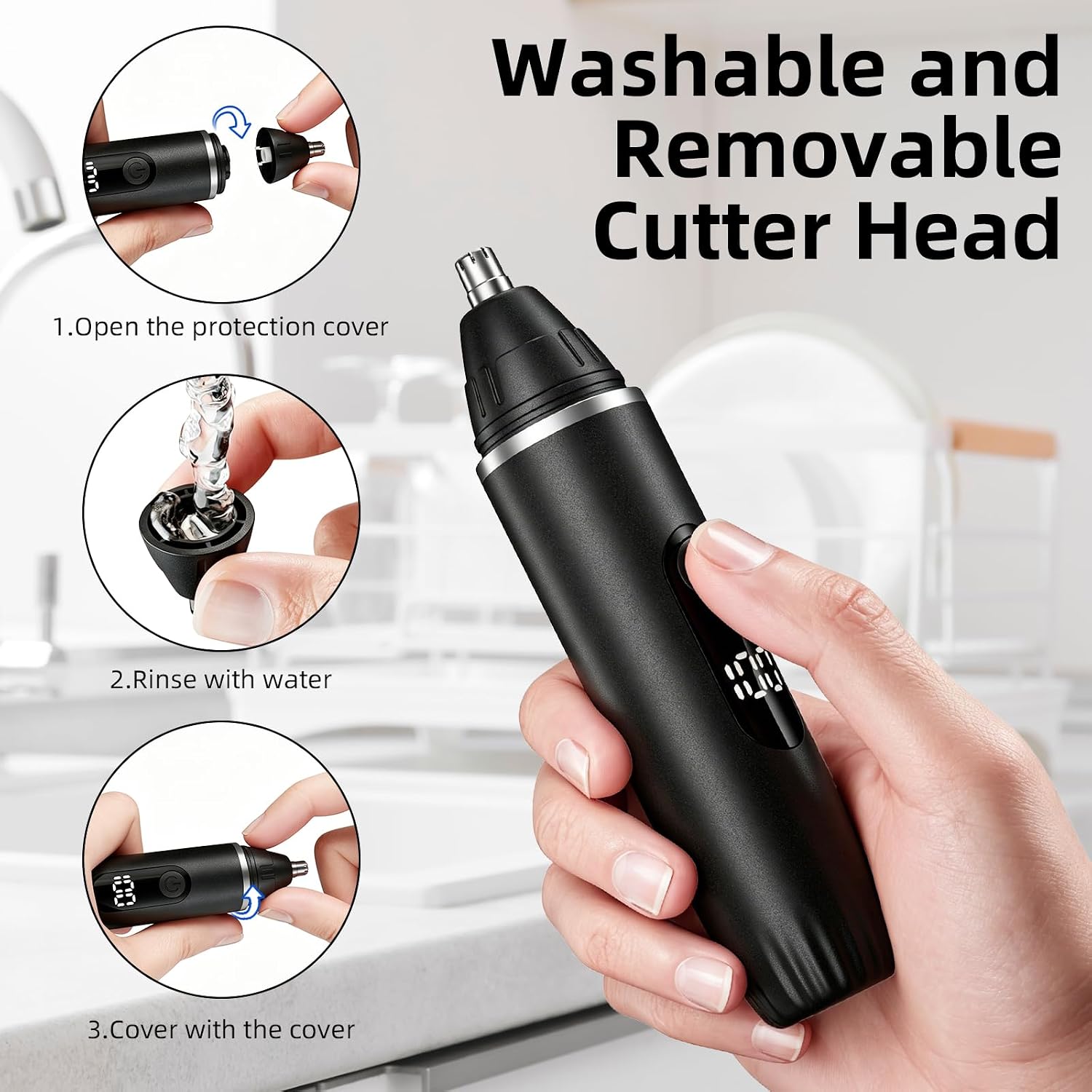 Nose Hair Trimmer Professional Painless Eyebrow Trimmer Powerful Motor and Edge Blades for Smoother Cutting (Black)