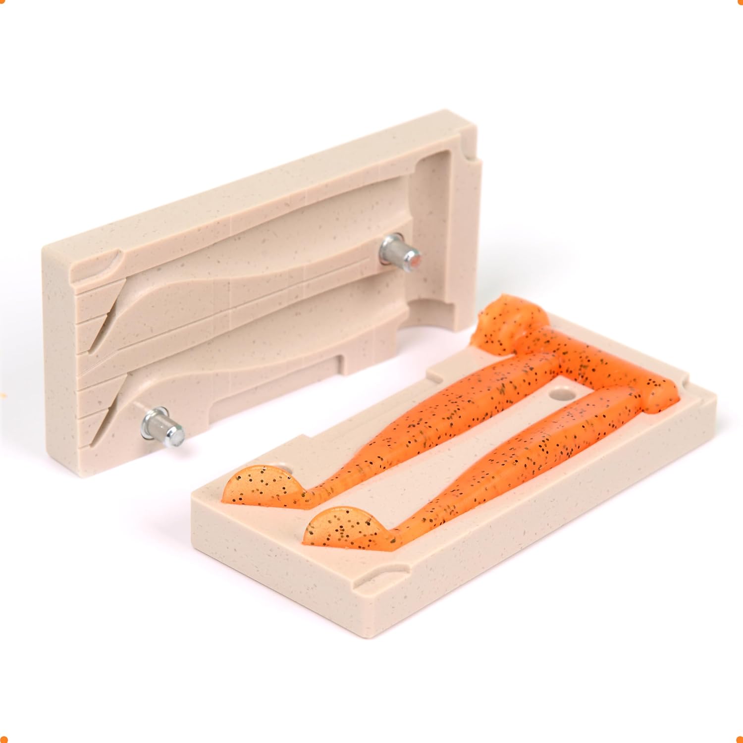 Soft Plastiс Lure Making Injection Fishing Mold Shaker 3.2'' Two Cavity