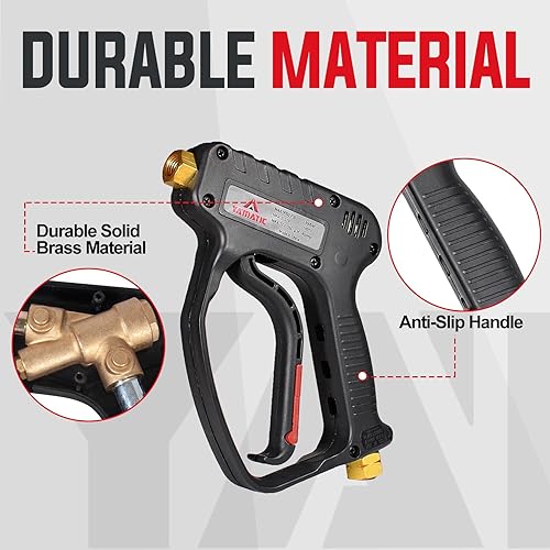 Miniatura 5 de YAMATIC Pistola de lavado a presión con cañón de espuma para lavado de autos, pistola corta de 5000 PSI con conexión rápida giratoria de 3/8