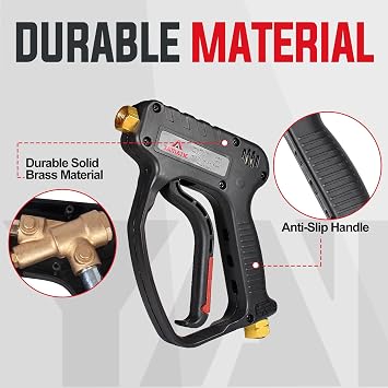YAMATIC Pressure Washer Gun with Foam Cannon for Car Wash, 5000PSI Power Washer Short Gun with 3/8Swivel Quick Connect&M22 Adapter Replacement for Craftsman,Ryobi,Greenworks,Simpson,Troy Bilt,Active